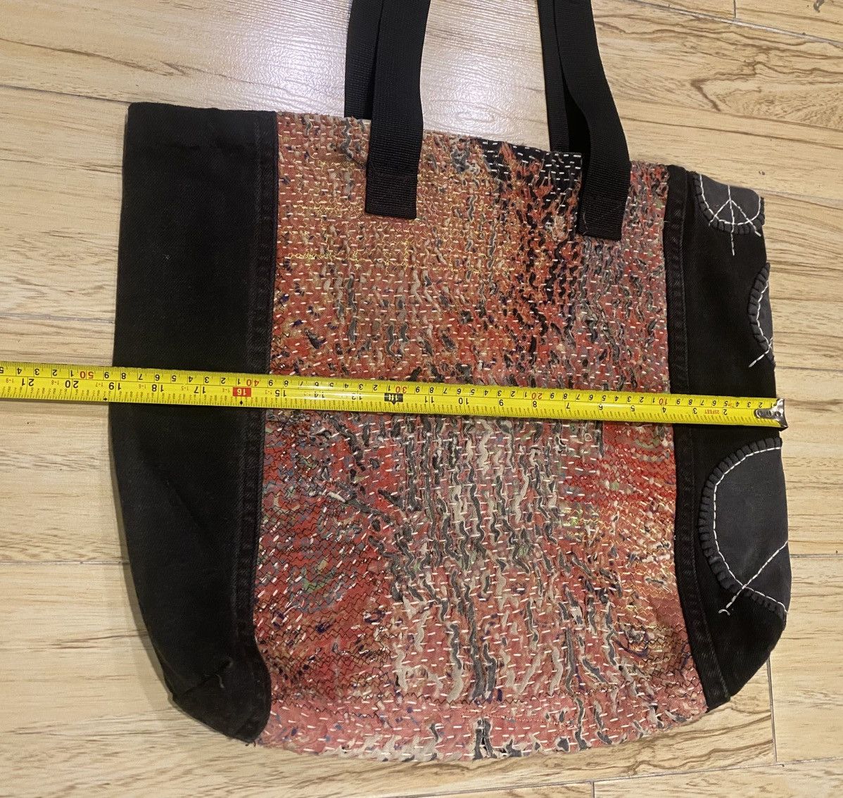Handmade 1/1 Handstitch Sashiko Boro Natural Distressed Tote Bag Size ONE SIZE - 25 Thumbnail