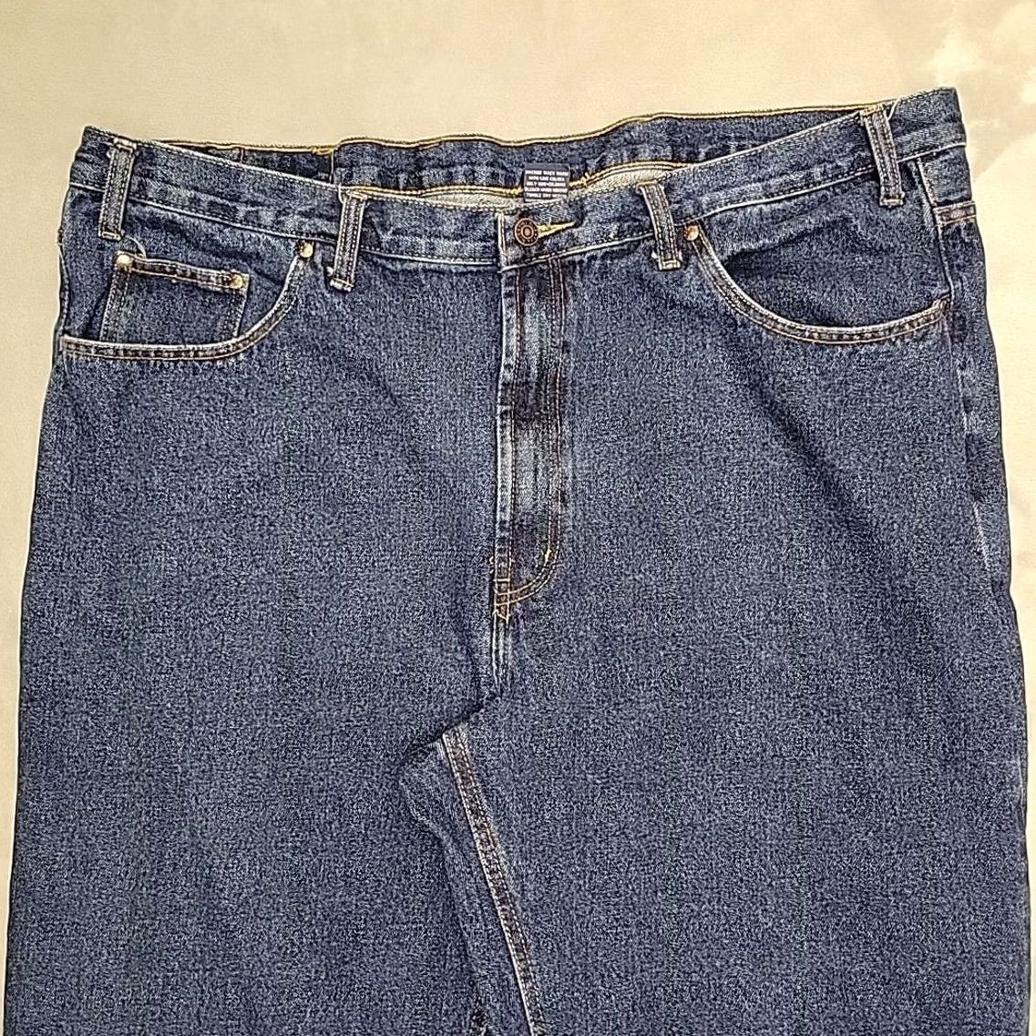Denime FULL BLUE Jeans Mens 46x30 Blue Denim 100% Cotton Work Comfort Straight 5-Pocket Baggy American Western Belt Loops Size US 30 / EU 46 - 3 Thumbnail