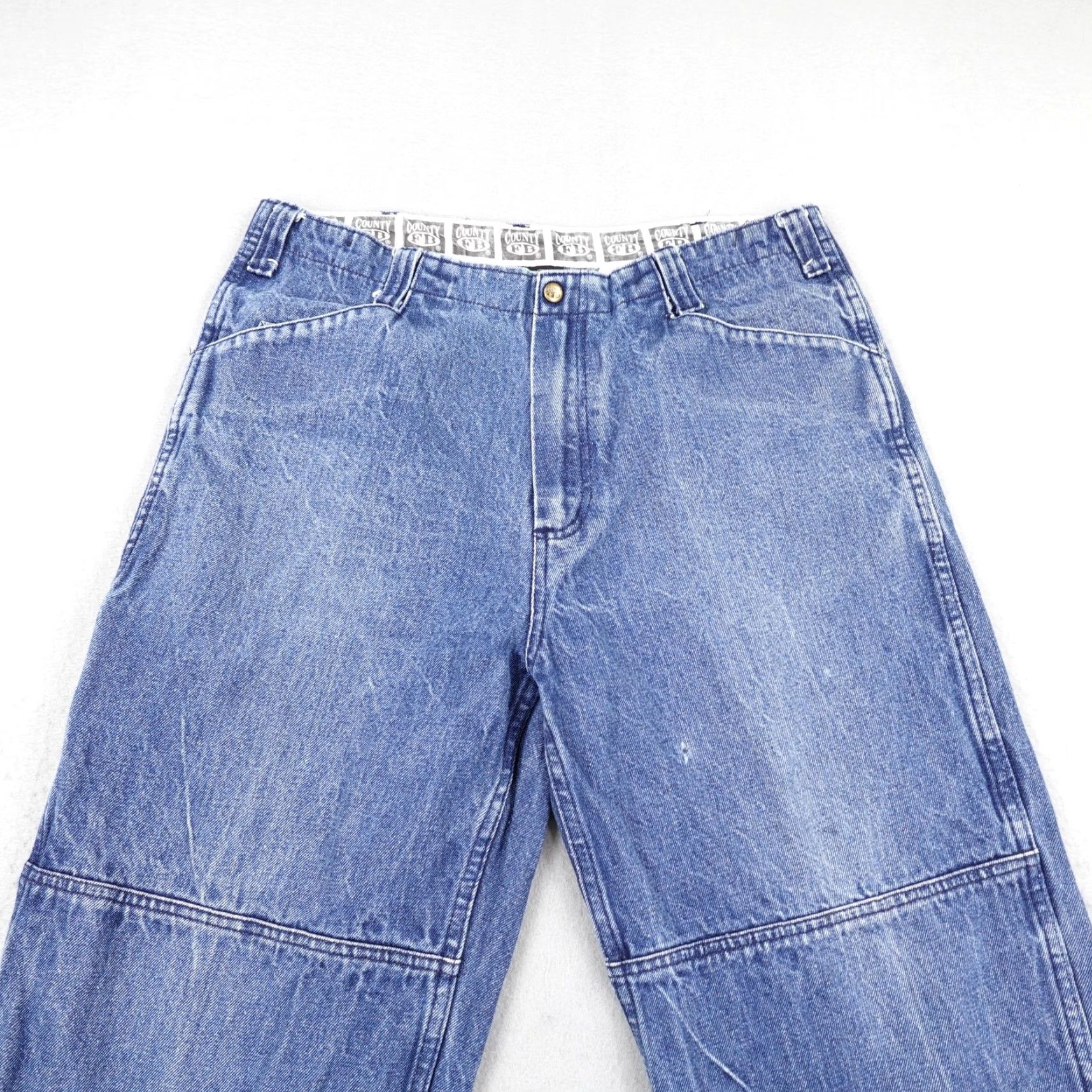 Vintage VINTAGE FB County Jeans Mens 38 Blue Denim Wide-Leg Baggy Carpenter Distressed Jeans Mens 38 Blue Denim Grunge Distressed Pockets Zip Size US 38 / EU 54 - 2 Thumbnail