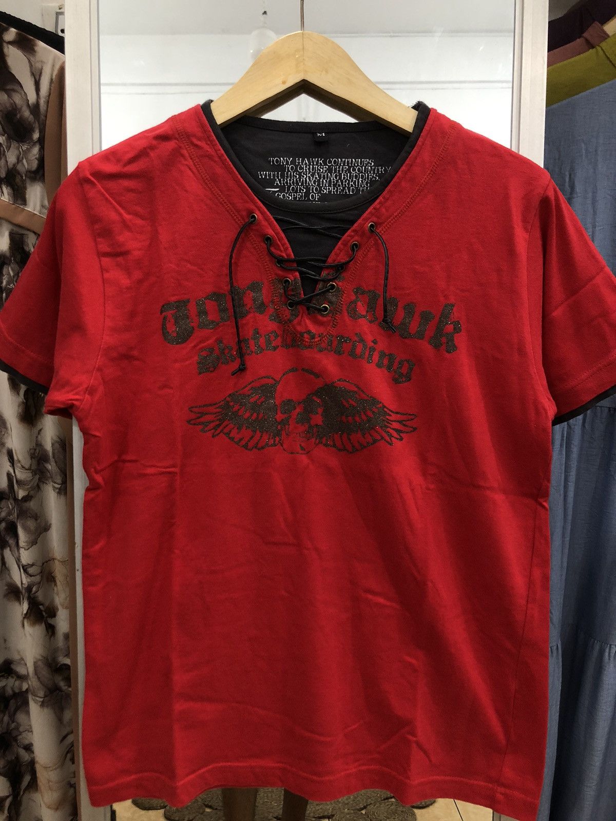 Shorty's Skateboards × Tony Hawk Vintage Tony Hawk Lace Up T shirt Size US M / EU 48-50 / 2 - 2 Thumbnail