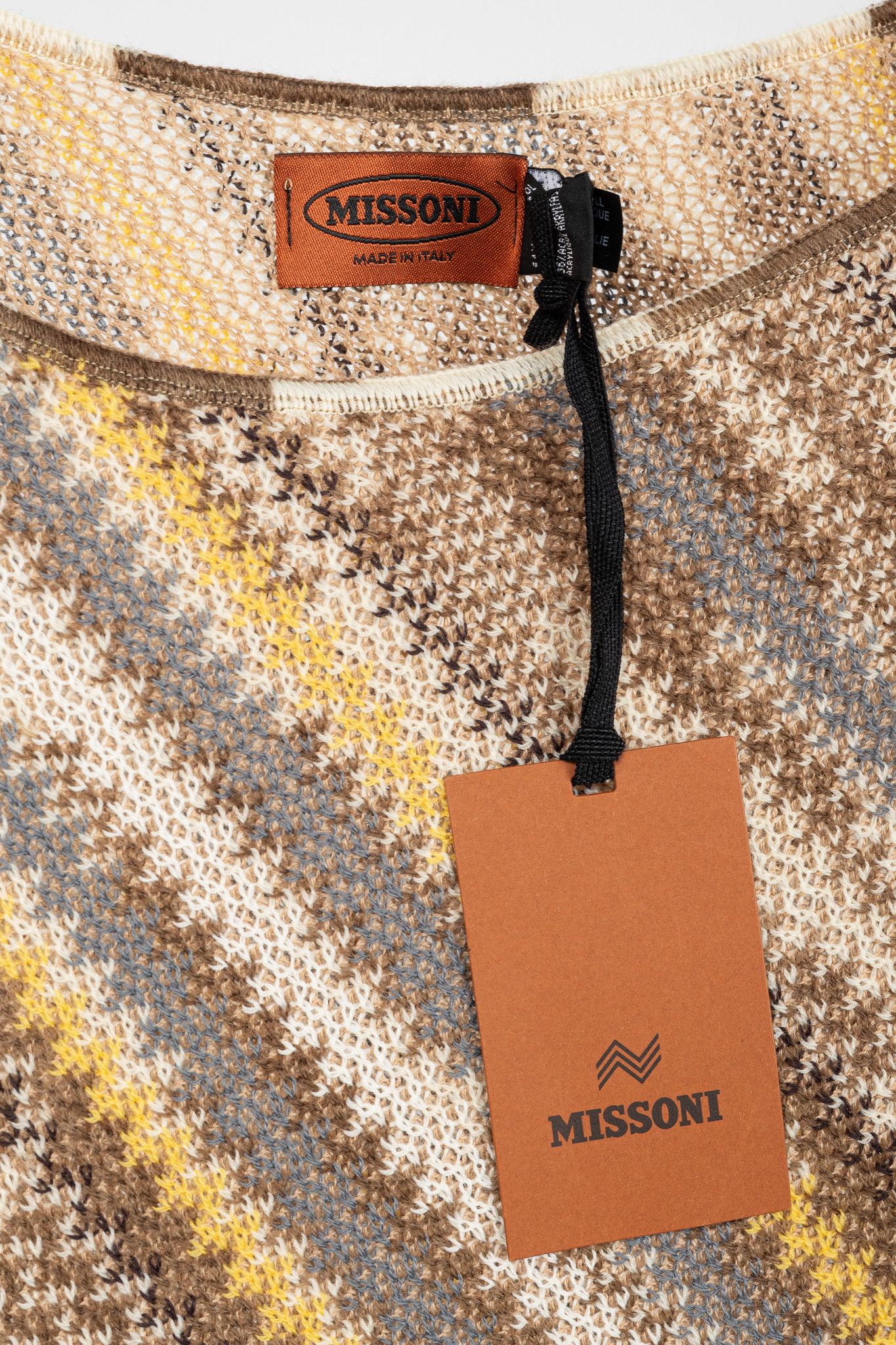 Missoni Missoni Brown & Yellow Wool-Blend Striped Knit Fringe Poncho Size ONE SIZE - 4 Thumbnail