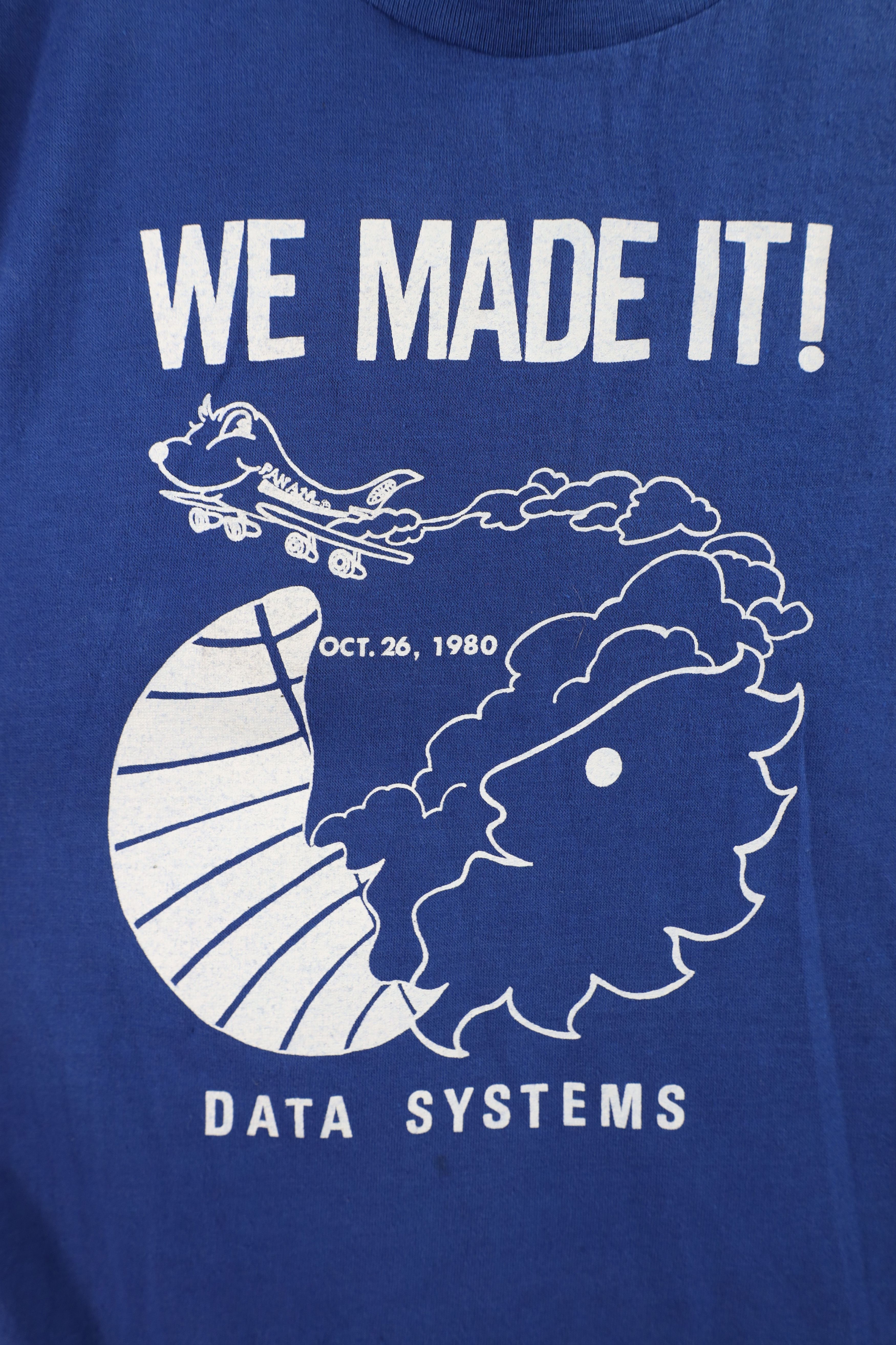 Vintage Vintage 80s Pan Am Airlines Data Systems T-Shirt Blue USA Size L / US 10 / IT 46 - 4 Thumbnail