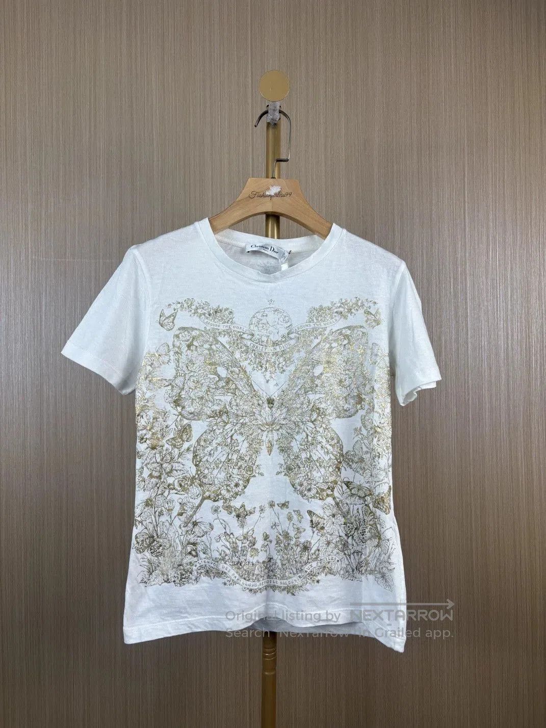 Dior gold butterfly print short sleeve t-shirt. Size US XS / EU 42 / 0 - 1 Thumbnail