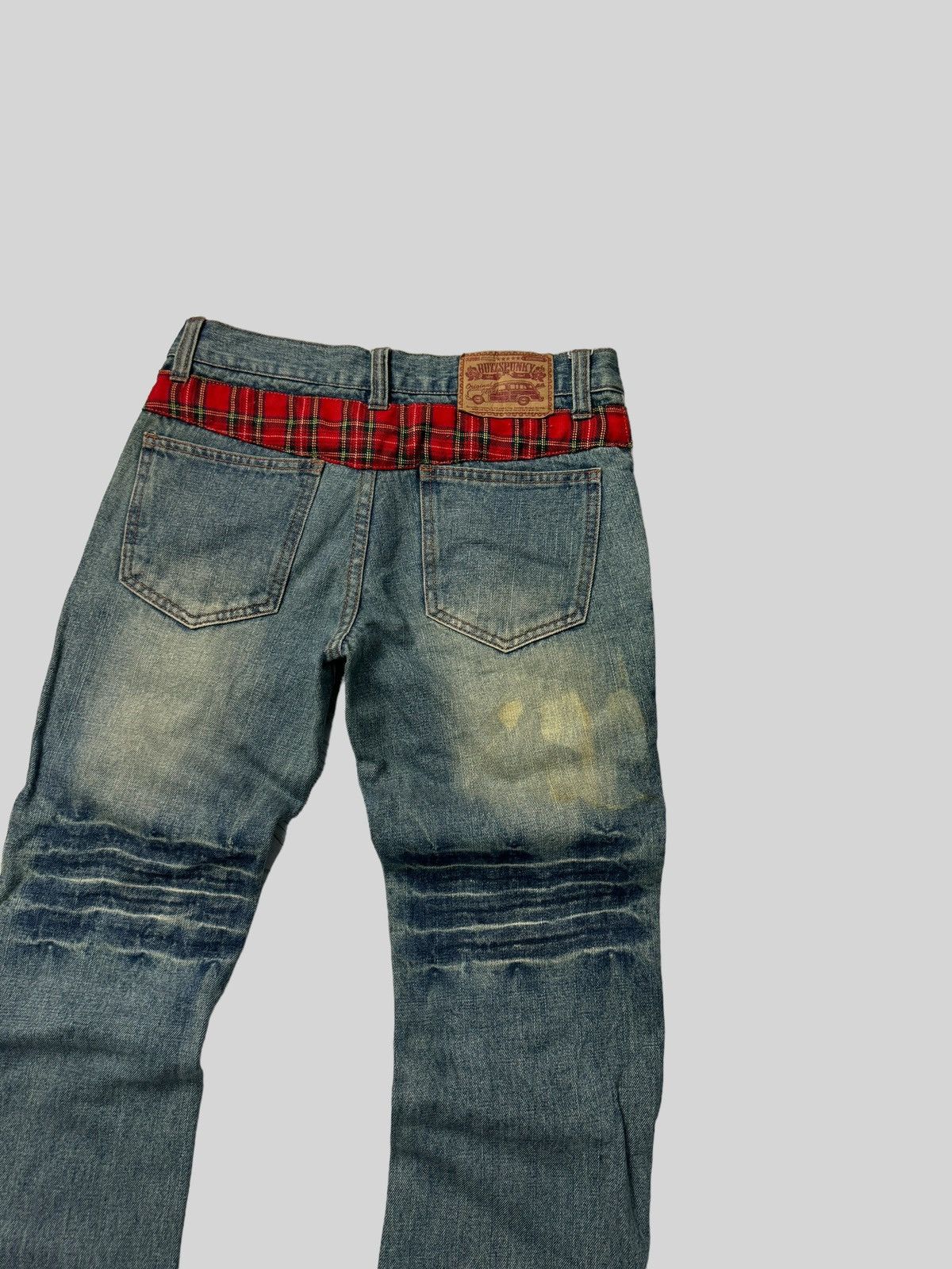 Hysteric Glamour Junya Watanabe Flared Patches Plaid Claw Mark Denim Jeans Size US 28 / EU 44 - 12 Thumbnail
