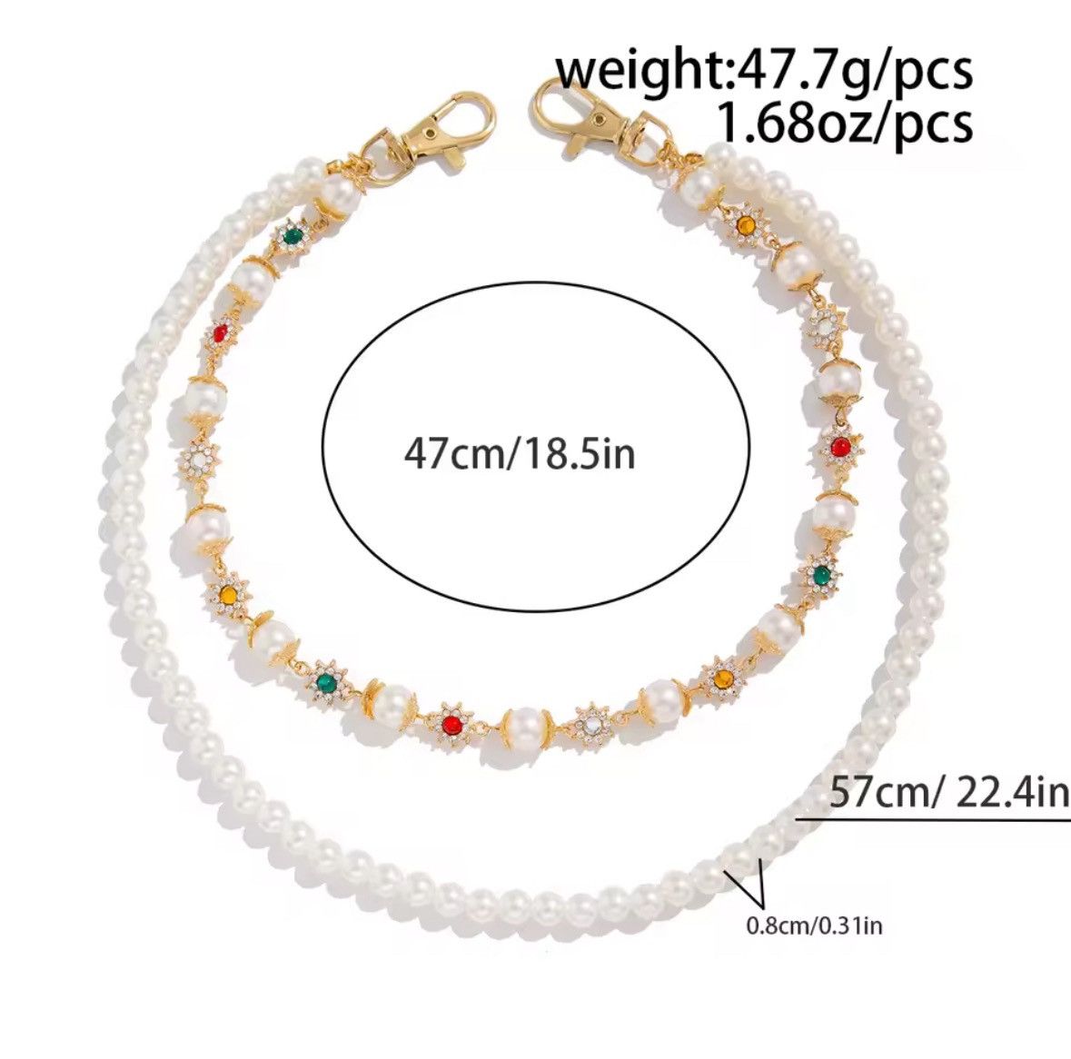 Other Salircon Exquisite Luxury Imitation Pearl Keychain Wallet Size ONE SIZE - 5 Thumbnail