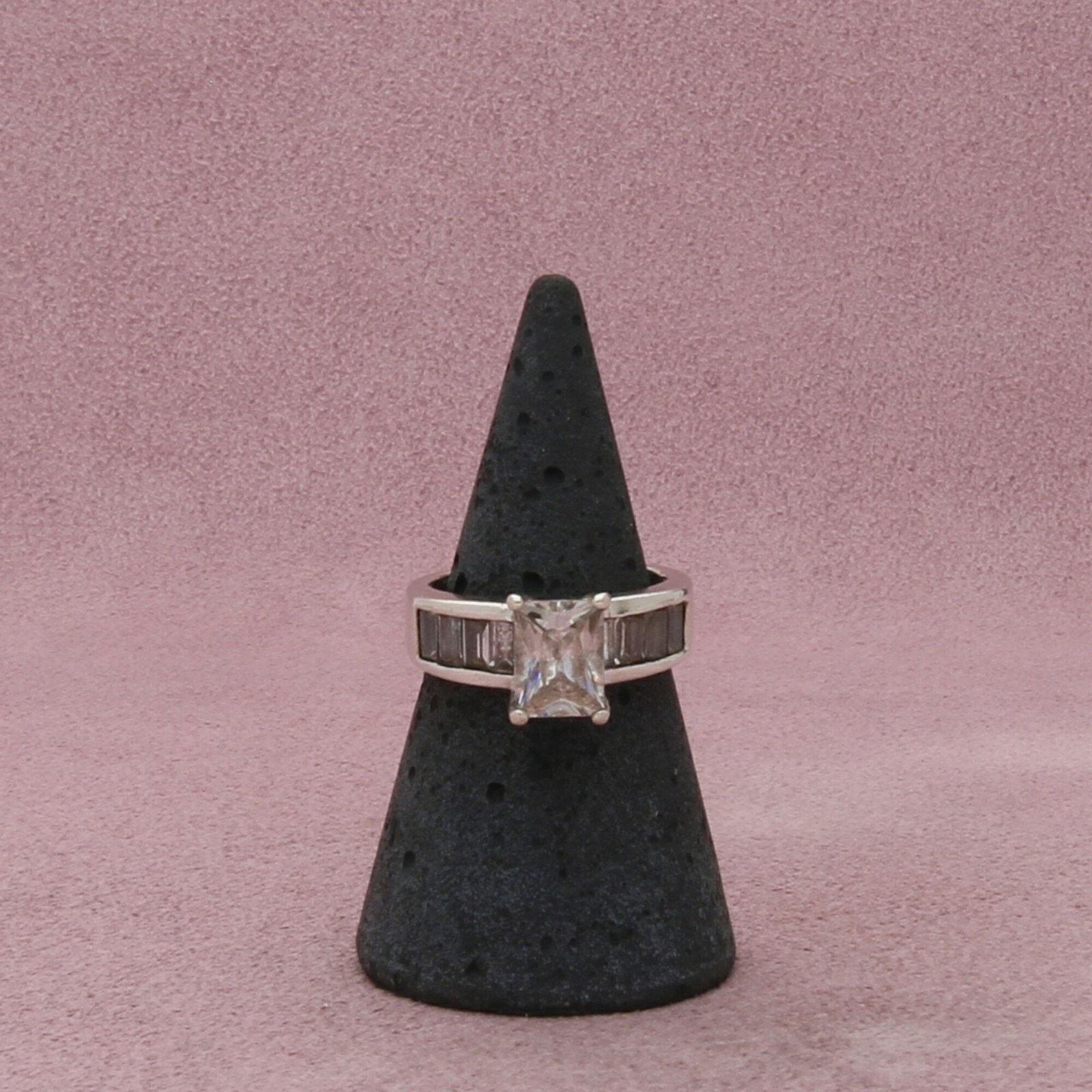 Sterling Silver sterling silver emerald-cut cz engagement ring size 6 Size ONE SIZE - 3 Thumbnail