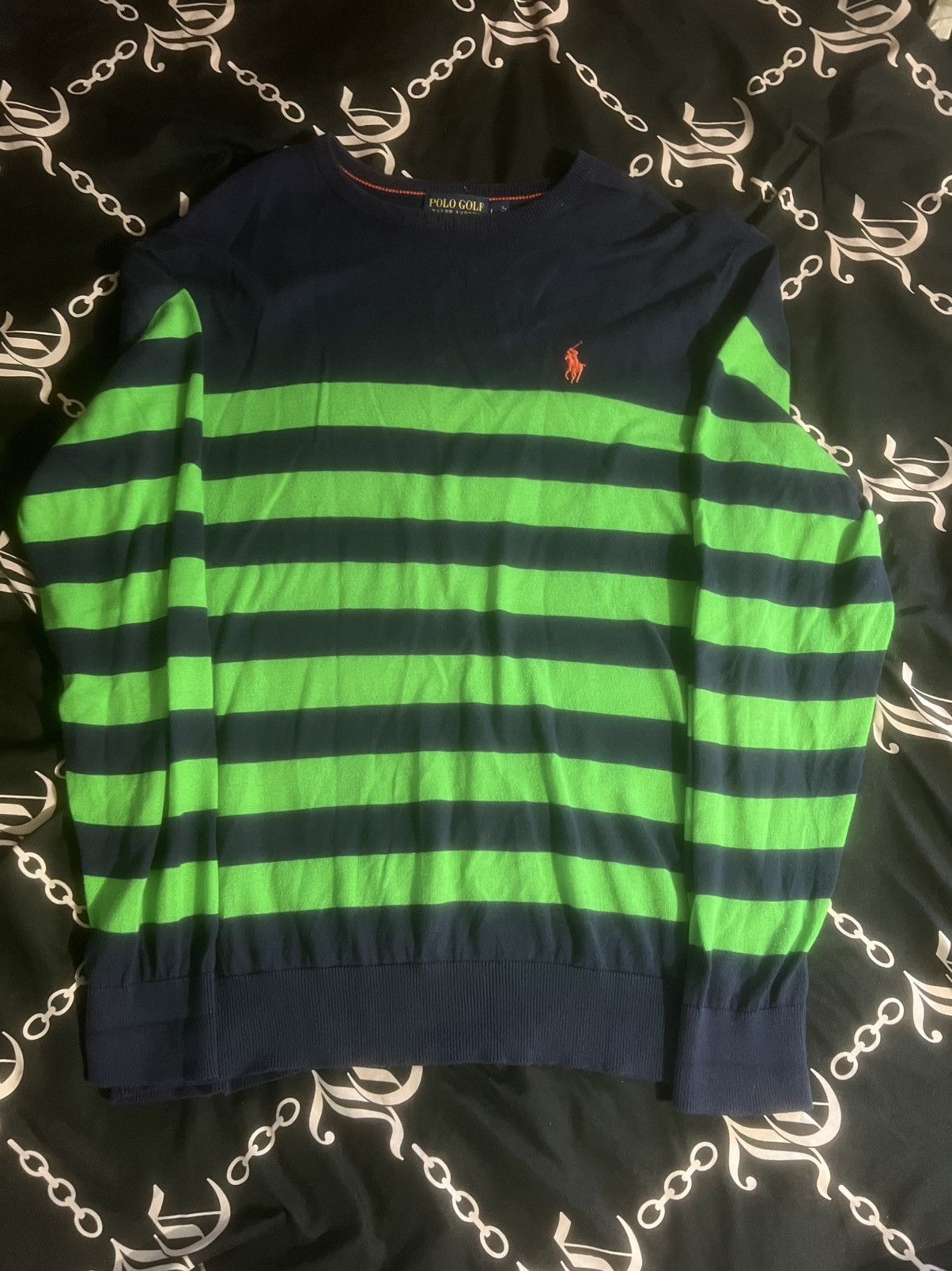 Polo Ralph Lauren VTG Polo Ralph Lauren Golf Green Mens Striped Sweater Knit Size US L / EU 52-54 / 3 - 1 Thumbnail