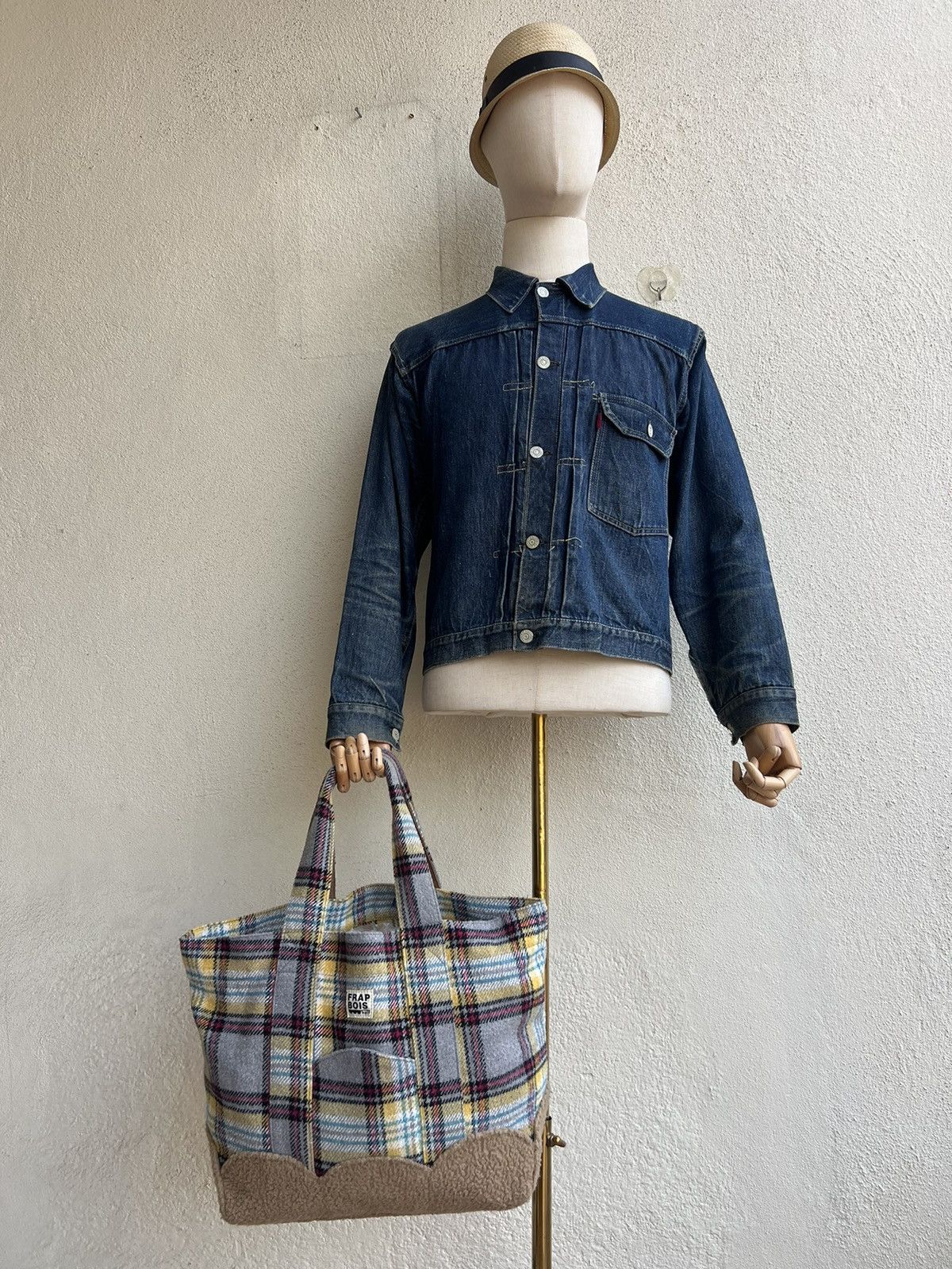 Frapbois Vintage Frapbois Japan Flannel & Fleece Hybrid Tote Bag Size ONE SIZE - 2 Thumbnail