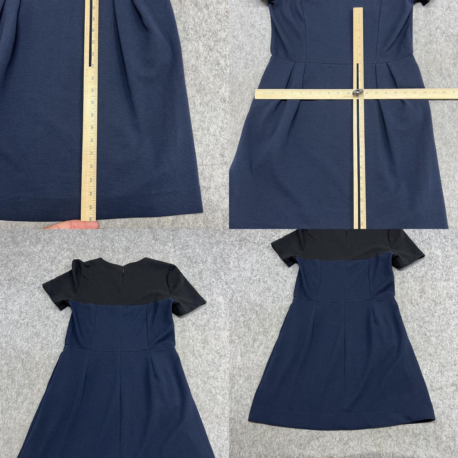 Madewell Madewell Dress Womens 10 Navy Colorblock Fit & Flare Pockets Crew Neck Short Sleeve Office Workwear Size L / US 10 / IT 46 - 8 Thumbnail