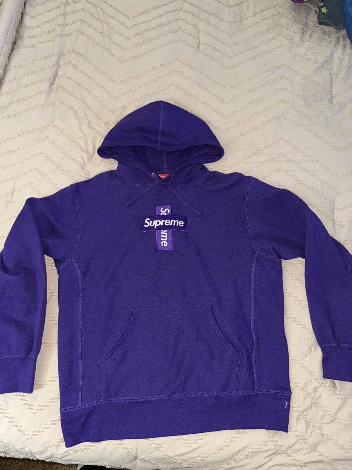 Supreme Supreme Cross Box Logo Hooded Purple Sweatshirt (FW20) Size US M / EU 48-50 / 2 - 1 Thumbnail