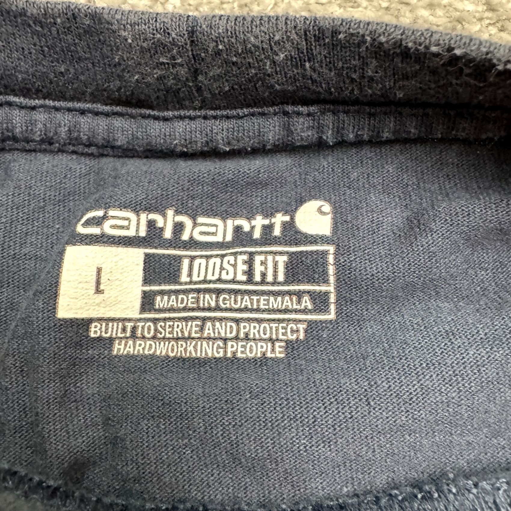 Carhartt Carhartt K126 Loose Fit T-Shirt Mens Large Navy Blue Crew Neck Pocket Tee Cotton Shirt Size US L / EU 52-54 / 3 - 7 Thumbnail