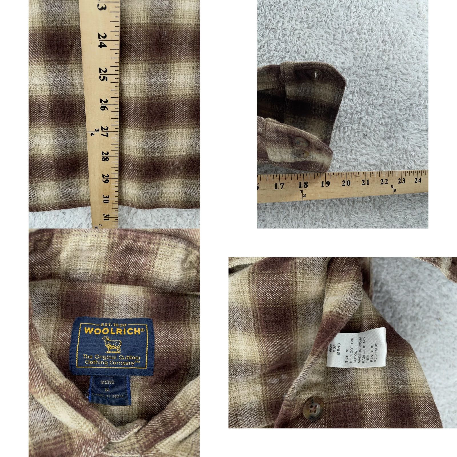 Vintage Woolrich Shirt Mens Medium Brown Plaid Flannel Button Up Collared Pockets Size US M / EU 48-50 / 2 - 8 Thumbnail