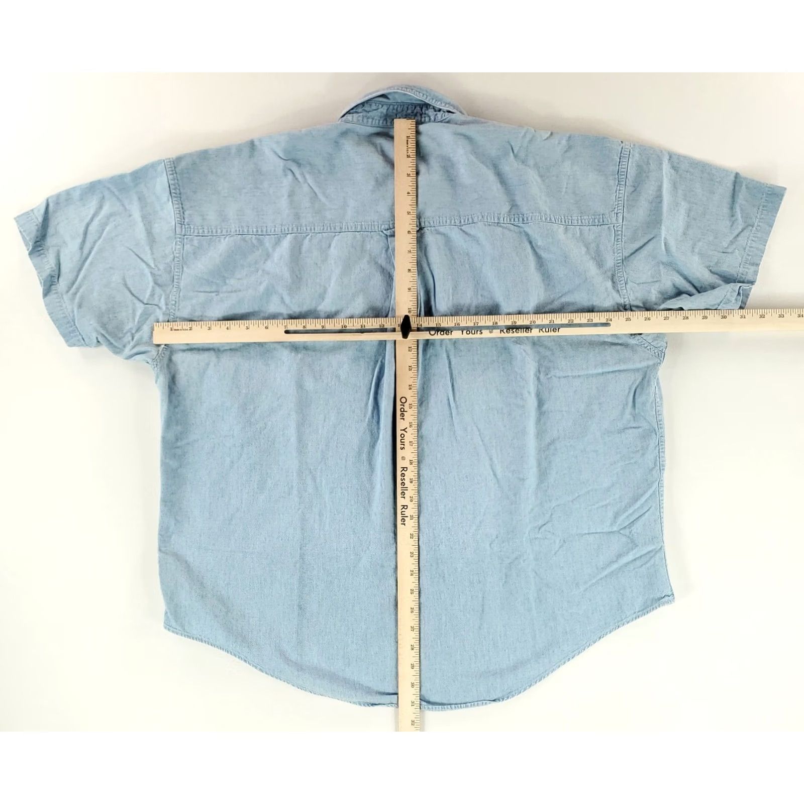 Chaps Chaps Shirt Denim Chambray USA Flag Blue Button Down Short Sleeve Mens XXL Shirt Size US XXL / EU 58 / 5 - 7 Thumbnail