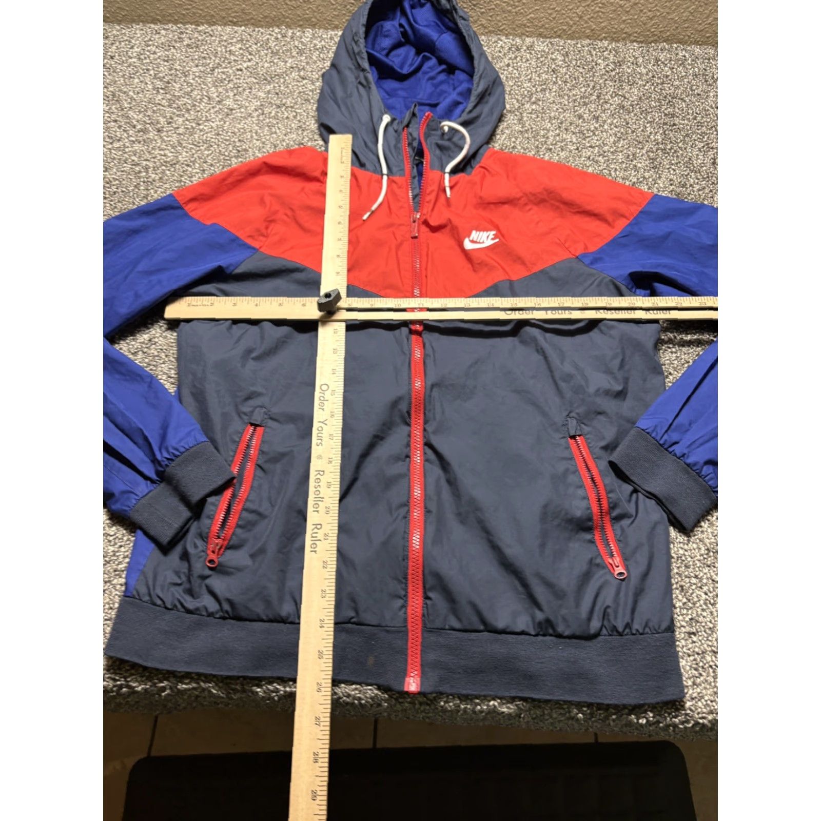Nike VINTAGE Nike Windrunner Jacket Mens M Navy Red White Hood Full Zip 727324 Size US M / EU 48-50 / 2 - 5 Thumbnail