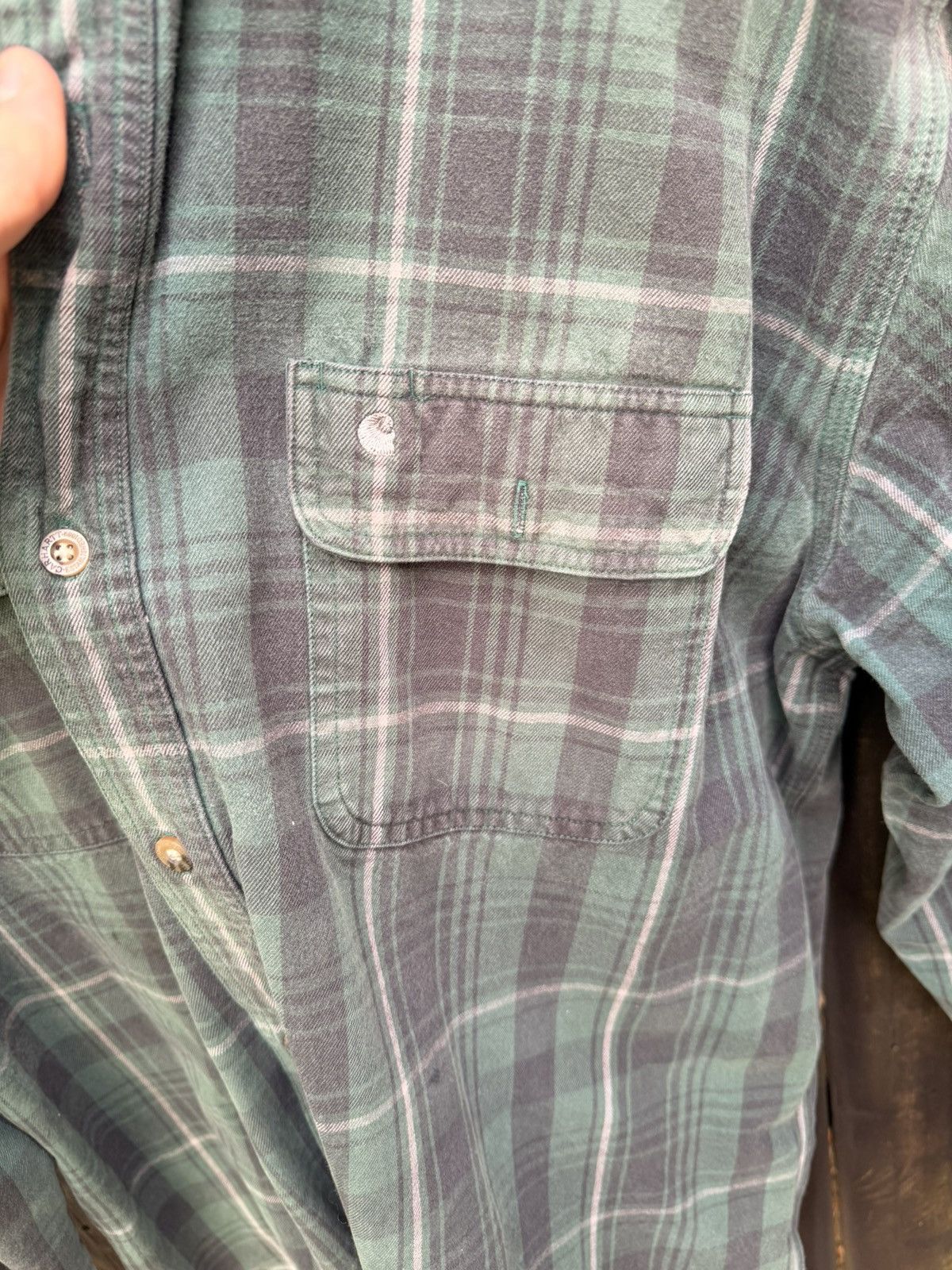 Vintage Carhartt Button Up Flannel Shirt Size XL Size US XL / EU 56 / 4 - 2 Thumbnail