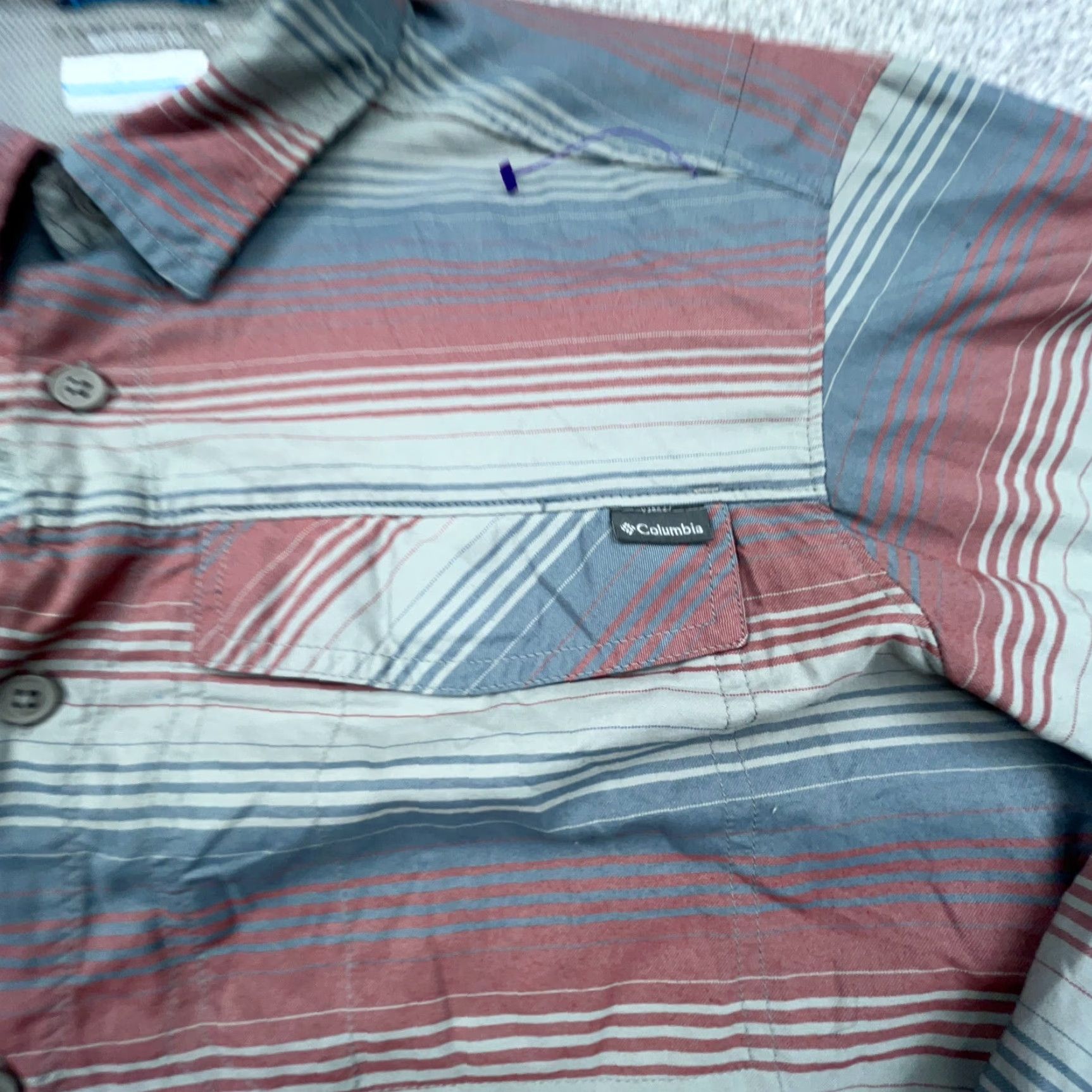 Vintage Columbia Shirt Men Large Gray Striped Button-Up Camp Omni Shade Performance Size US L / EU 52-54 / 3 - 3 Thumbnail