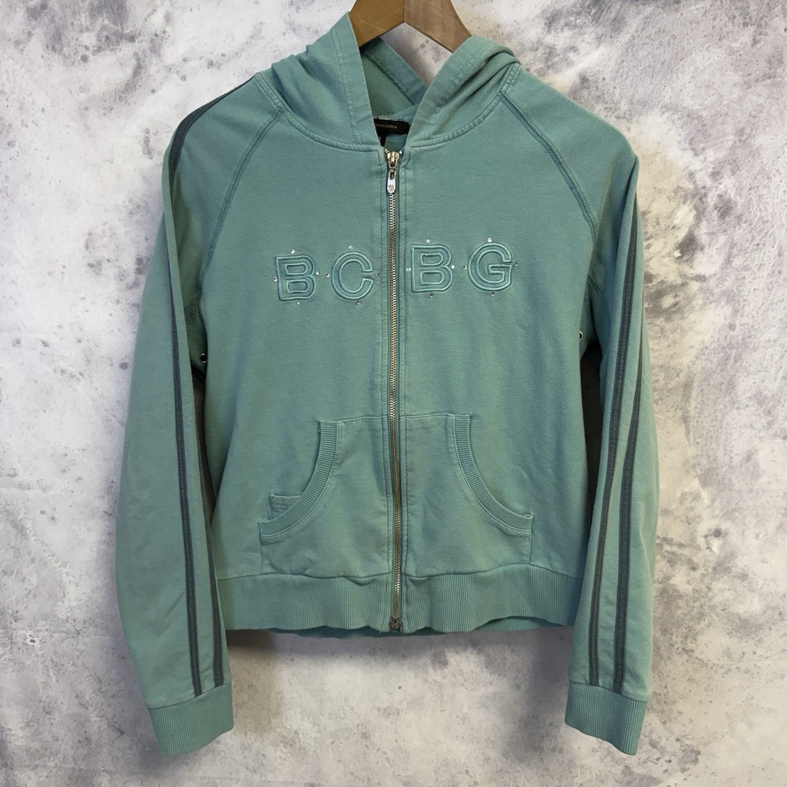 Bcbgmaxazria × Vintage BCBG Maxazria Hoodie Sweatshirt Juniors XL Teal Full Zip Emb Size XL / US 12-14 / IT 48-50 - 1 Thumbnail