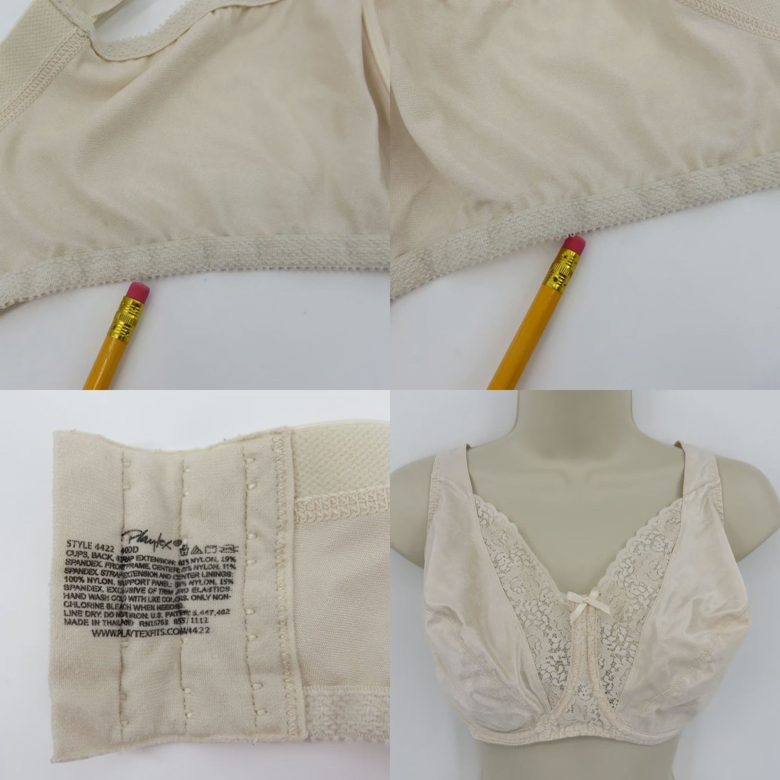 Vintage Playtex Secrets 40DD Underwire Unlined T-Shirt Bra Cream Floral 40DD Womens Vip Lounge Style 4422 Size ONE SIZE - 9 Thumbnail