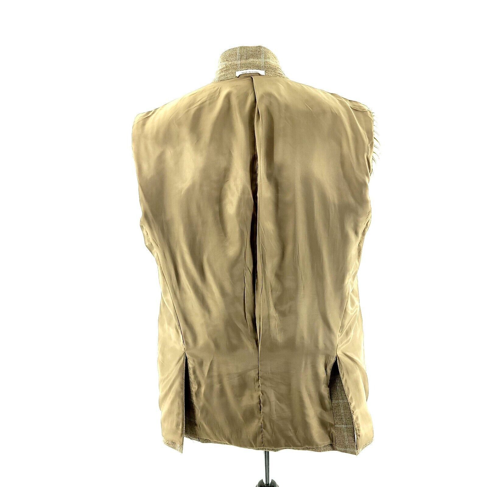 Joseph Abboud Joseph Abboud Silk Bamboo 2 Button Sport Coat Tan Sharkskin Size 40L - 10 Thumbnail