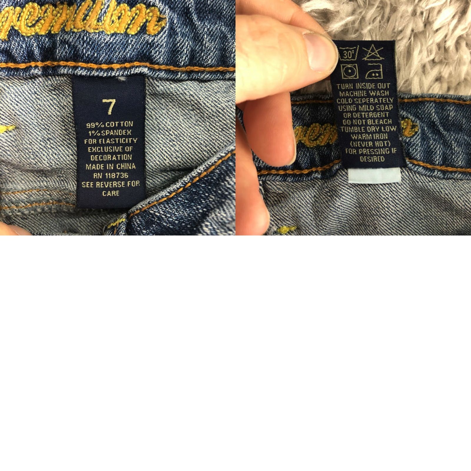 Vintage ZCO Jeans Low Rise Straight Leg Womens Size 7 Distressed Pocket Blue Jeans Size 28" / US 6 / IT 42 - 8 Thumbnail