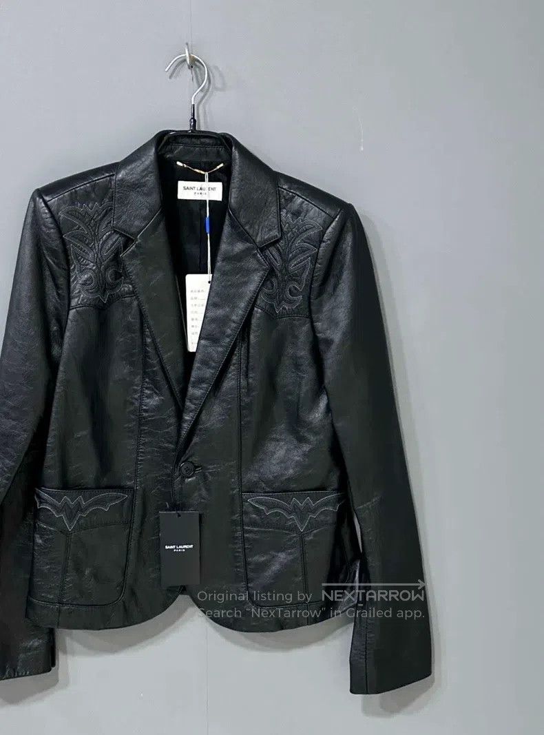 Saint Laurent Paris Saint Laurent Paris Hand-Embroidered Leather Jacket with R Size XS / US 0-2 / IT 36-38 - 2 Thumbnail