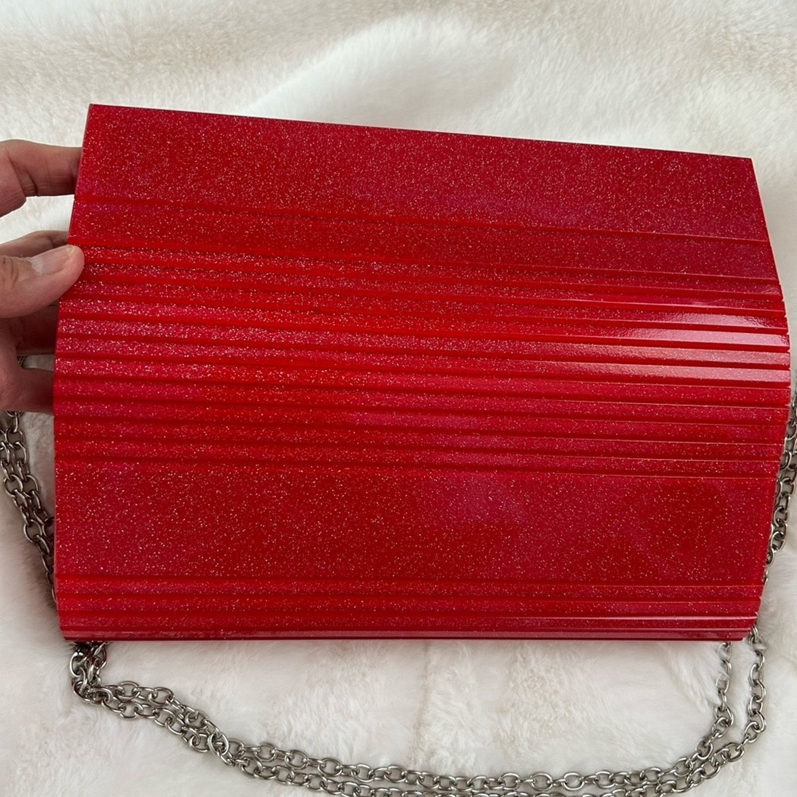 Designer Red sparkly acrylic Women’s clutch purse Size ONE SIZE - 2 Thumbnail