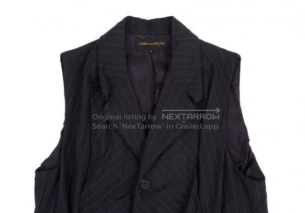 Comme des Garcons Comme des Garcons Dark Blue Retro Striped Long Blazer Size M / US 6-8 / IT 42-44 - 3 Thumbnail