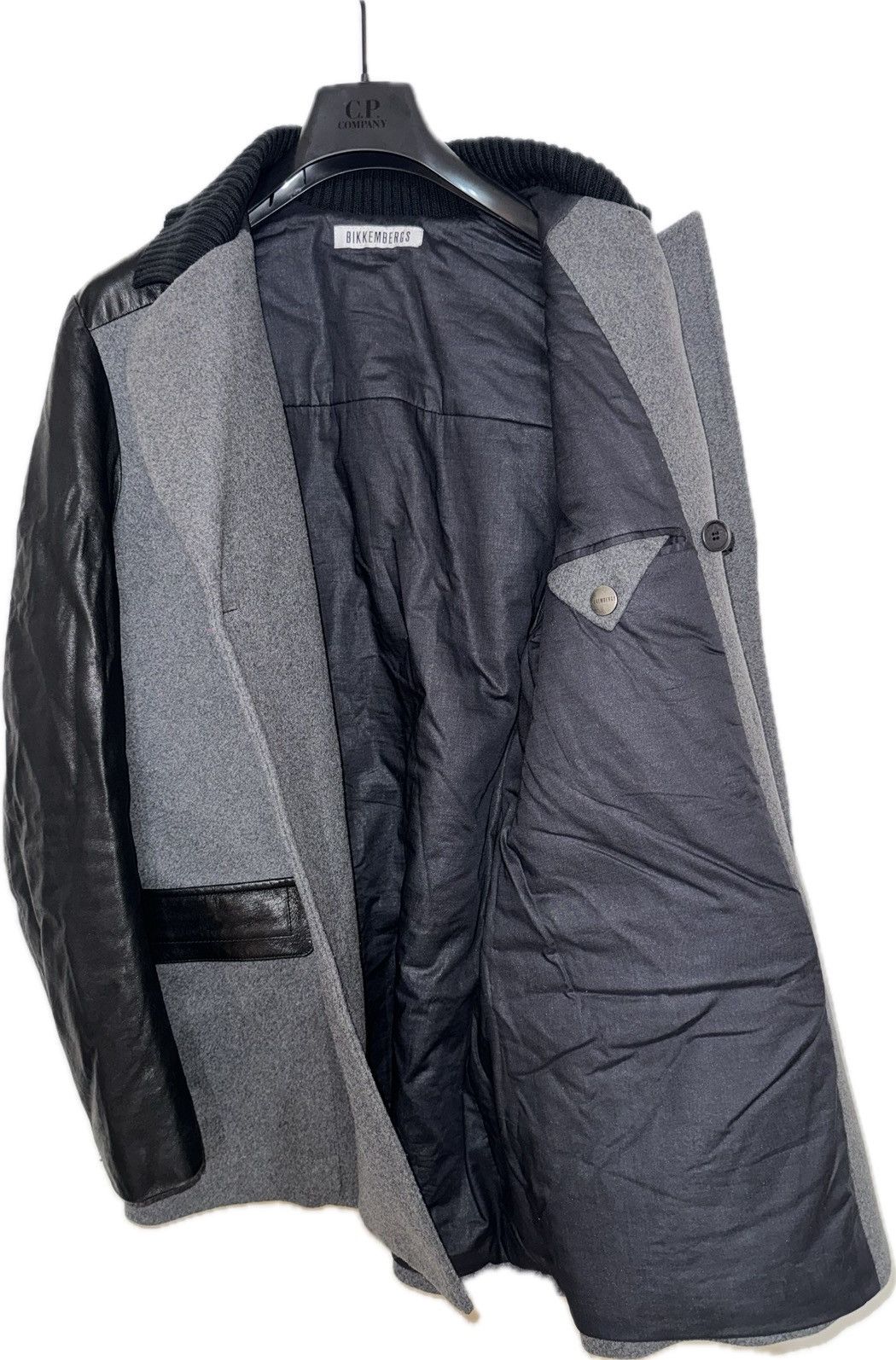 Dirk Bikkembergs WOOL COAT WITH LEATHER SLEEVES Size US M / EU 48-50 / 2 - 5 Thumbnail