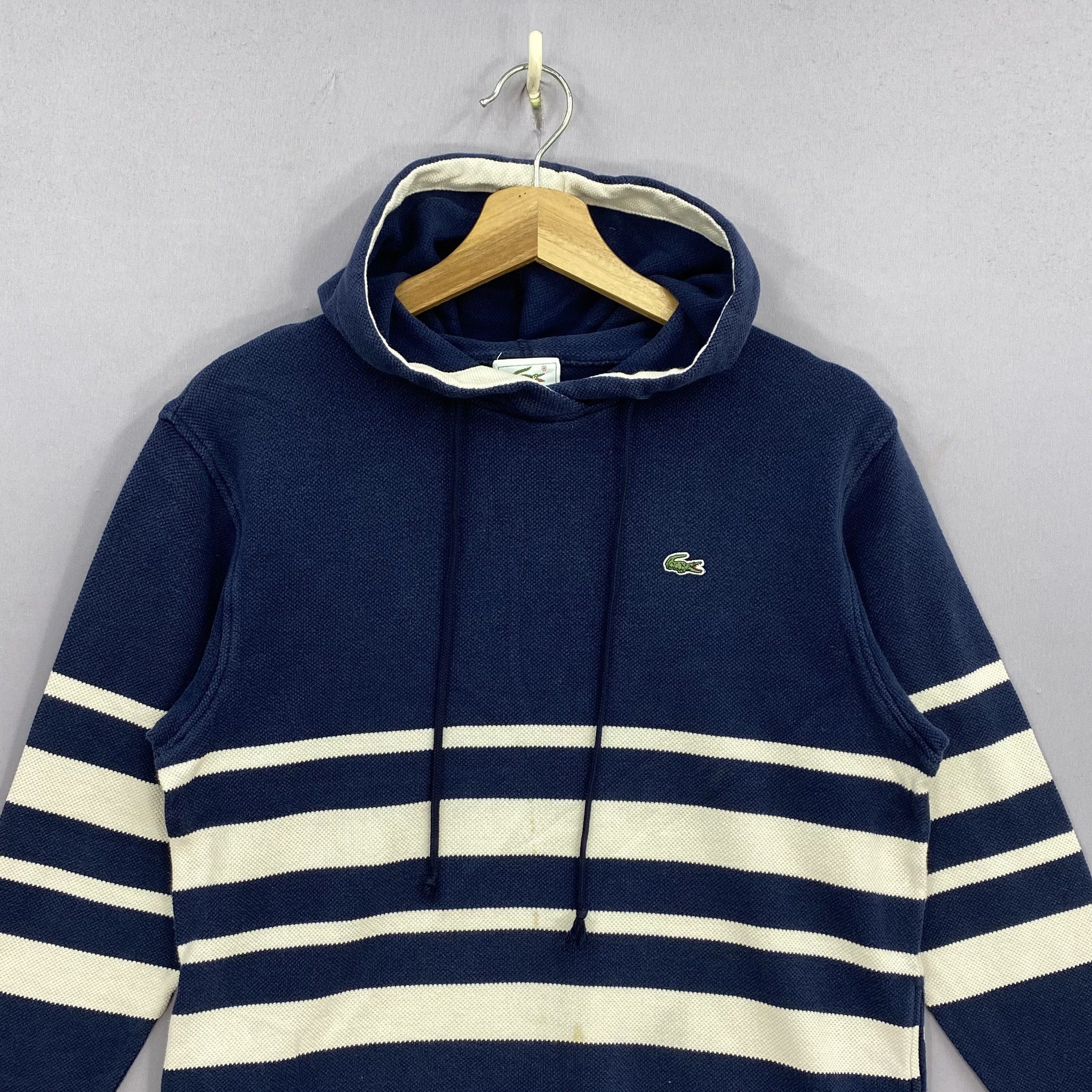 Lacoste Vintage Y2K Lacoste Striped Pullover Hoodie Sweatshirt Size US S / EU 44-46 / 1 - 3 Thumbnail