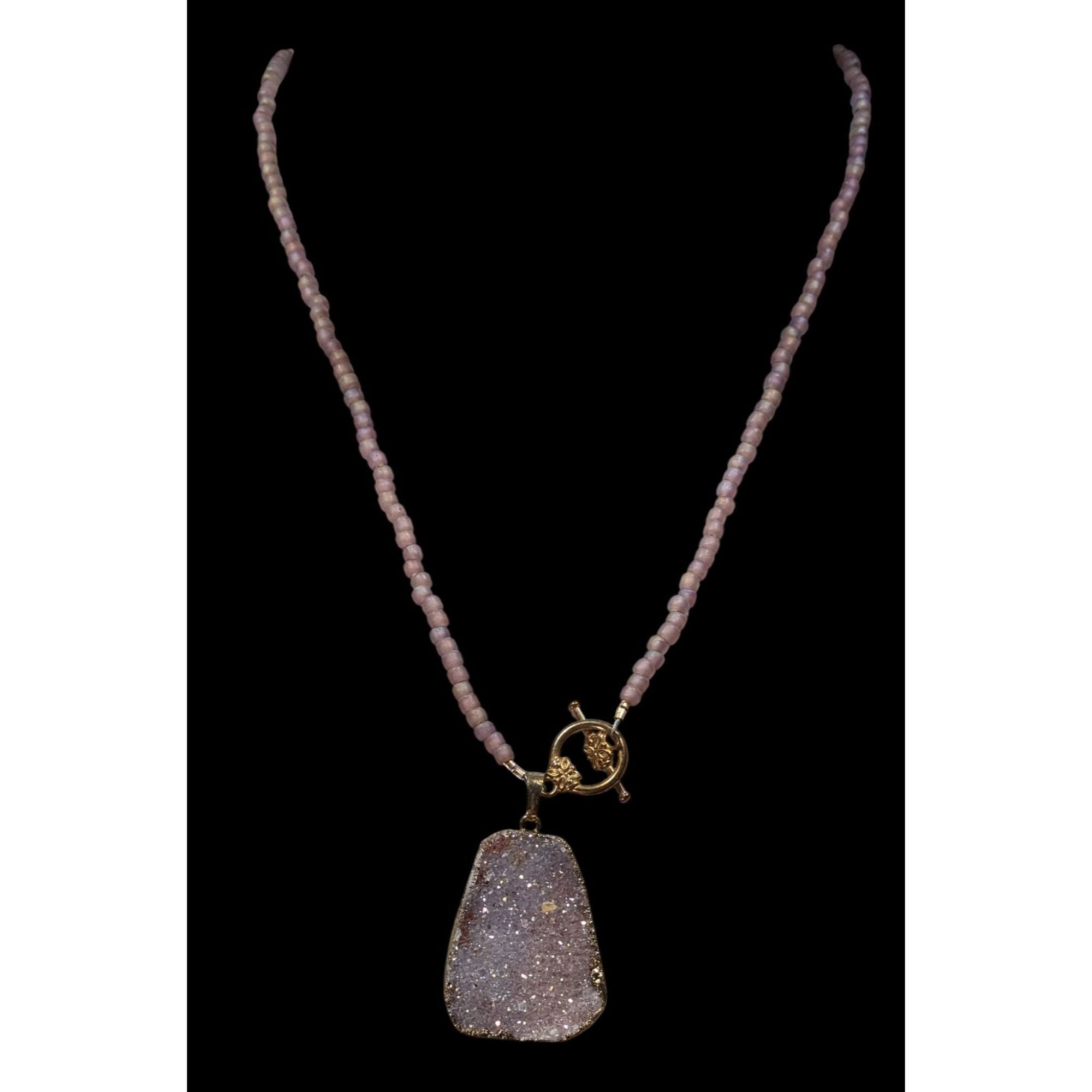 Other Whimsical Fairycore Purple Druzy And Frosted Glass Beaded Ne Size ONE SIZE - 2 Thumbnail