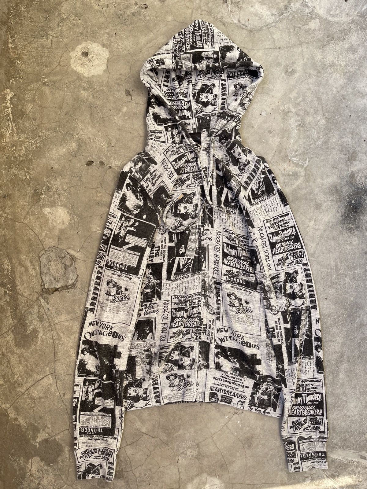 image of Hysteric Glamour X Newyork Doll Zip Fullprint Hoodie in Grey, Men's (Size Small)