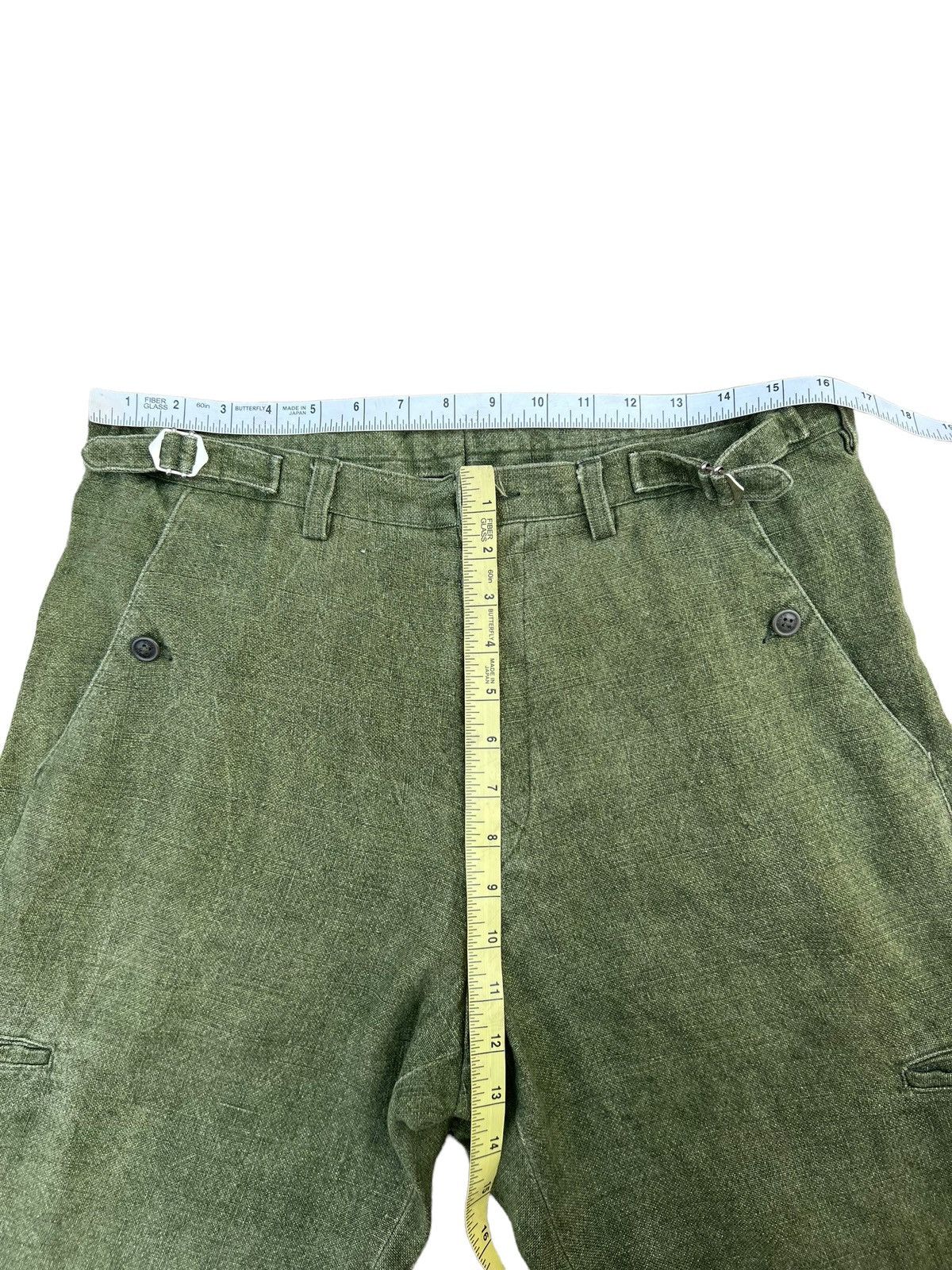 Designer 90s Arnys Paris Fade Olive Green 100% Linen Short Pant Size US 31 - 5 Thumbnail