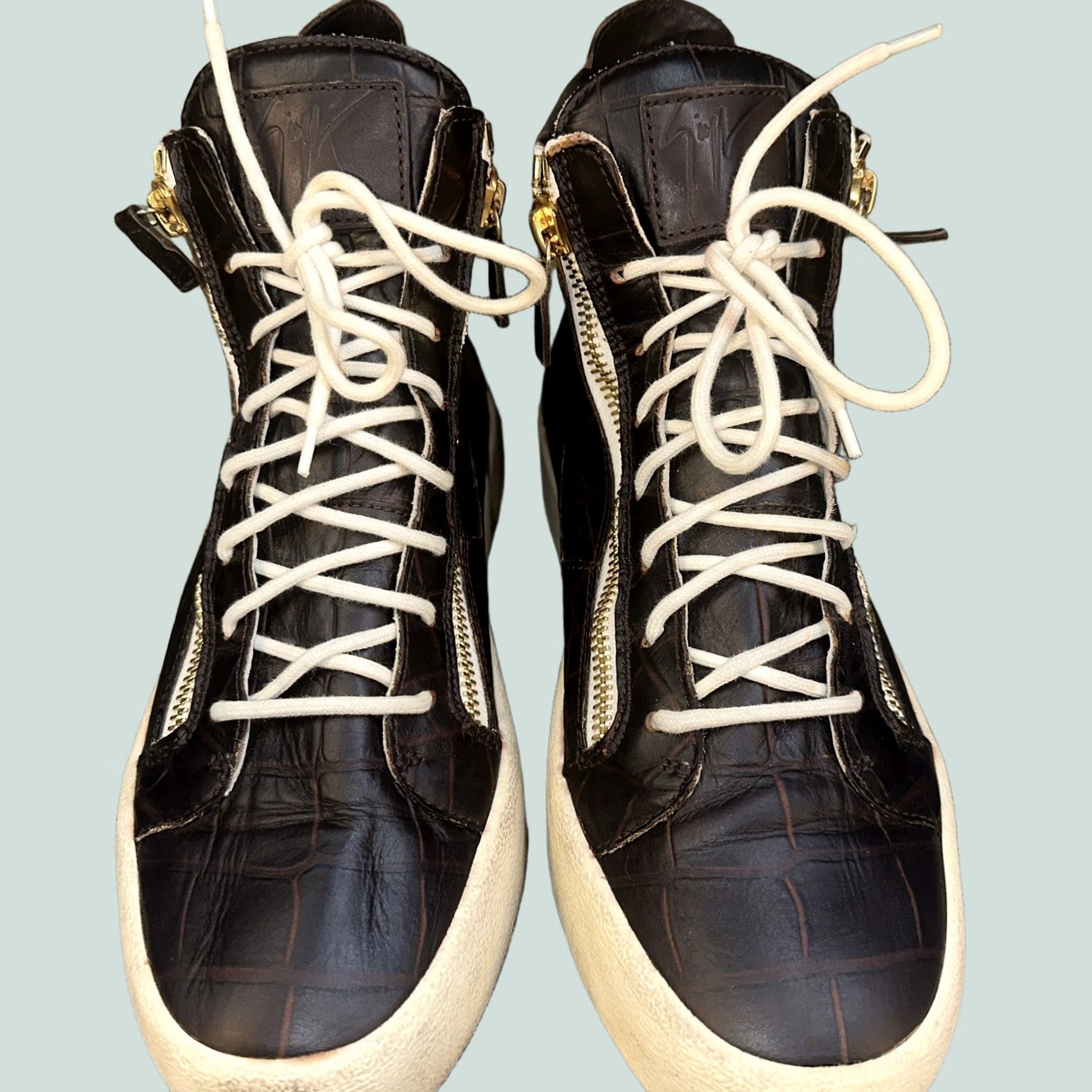 Giuseppe Zanotti VINTAGE Giuseppe Zanotti May Croc Brown Leather High Top Sneakers Mens Size 11 EU 44 Size US L / EU 52-54 / 3 - 1 Thumbnail