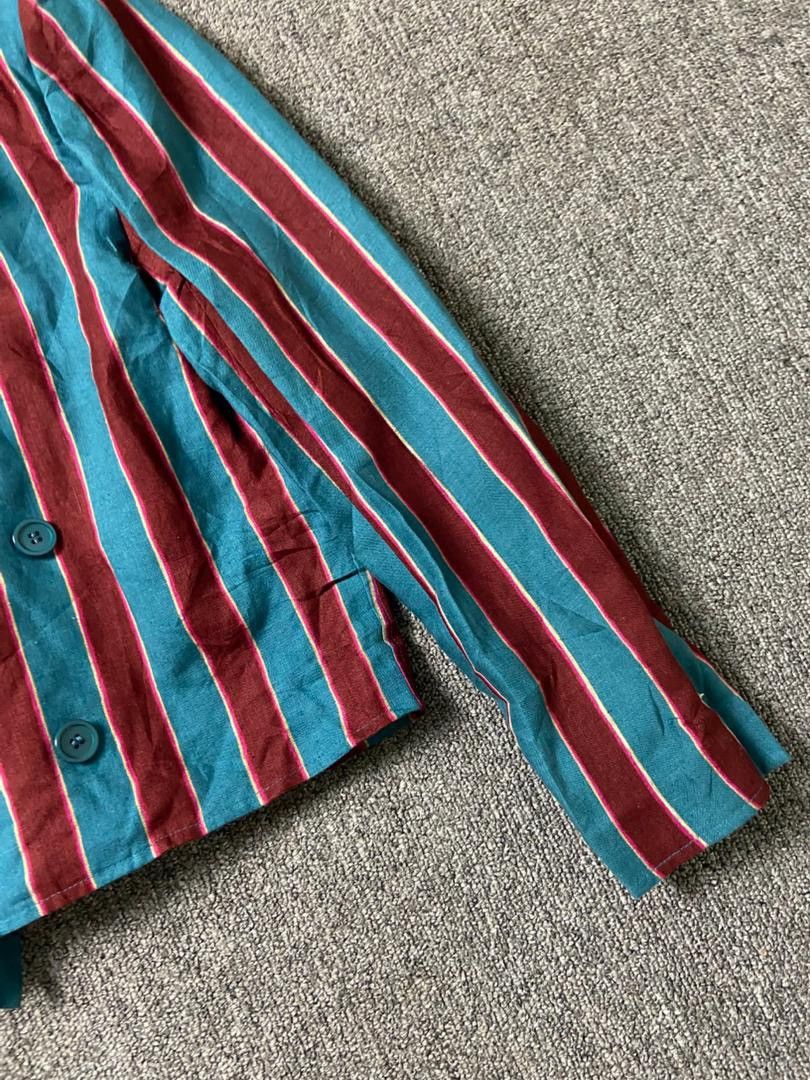 Japanese Brand UNGARO Brand Double Breasted Stripes Crop Blazer (191) Size XS / US 0-2 / IT 36-38 - 7 Thumbnail