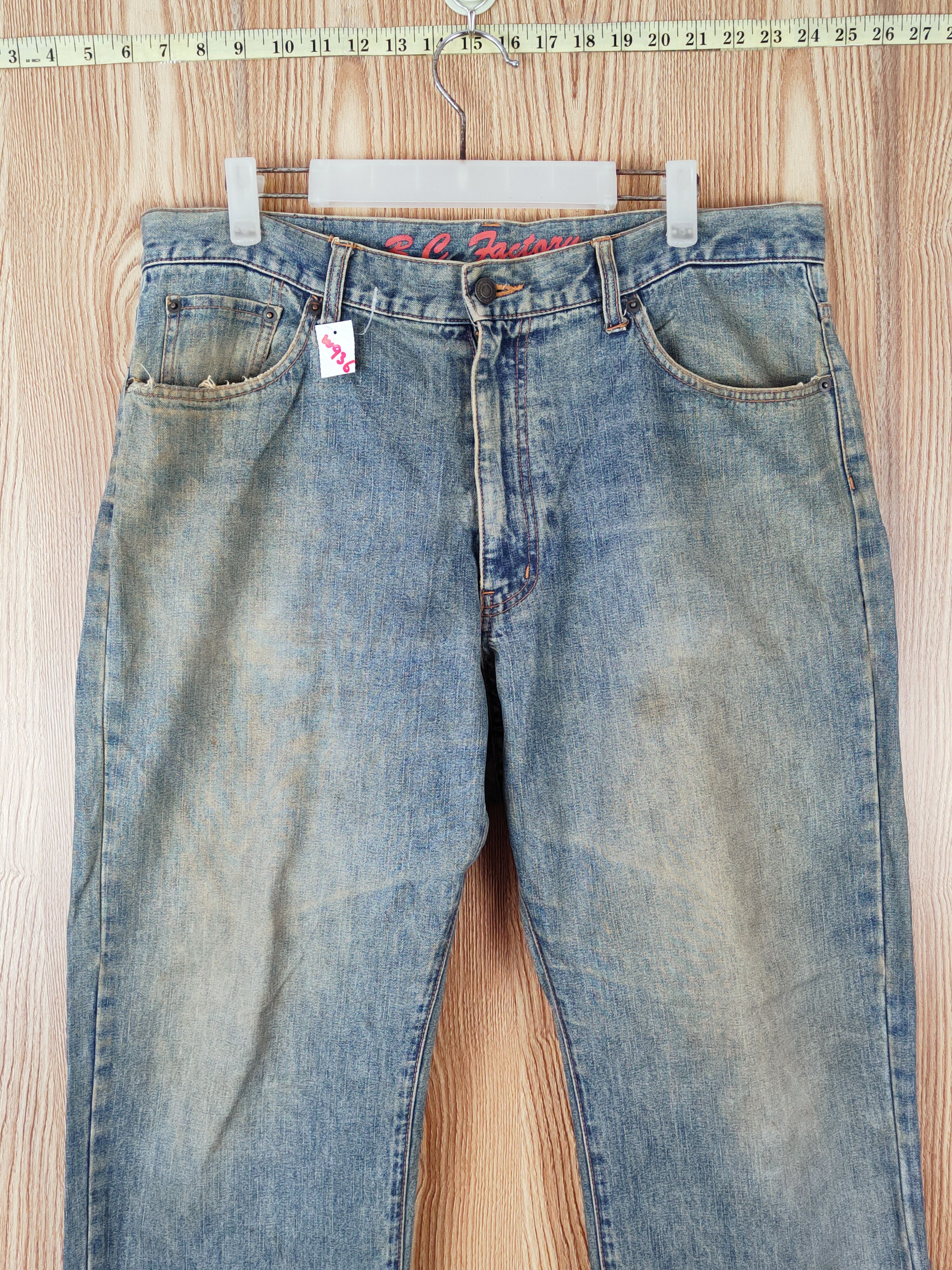 Japanese Brand B.C Factory Blue Faded Distressed Ripped Jeans #W936 Size US 36 / EU 52 - 2 Thumbnail