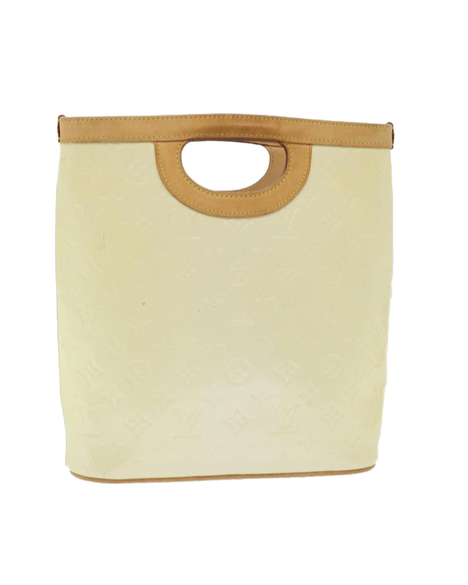 image of Louis Vuitton Patent Leather Hand Bag With Monogram Design in Perle, Women's