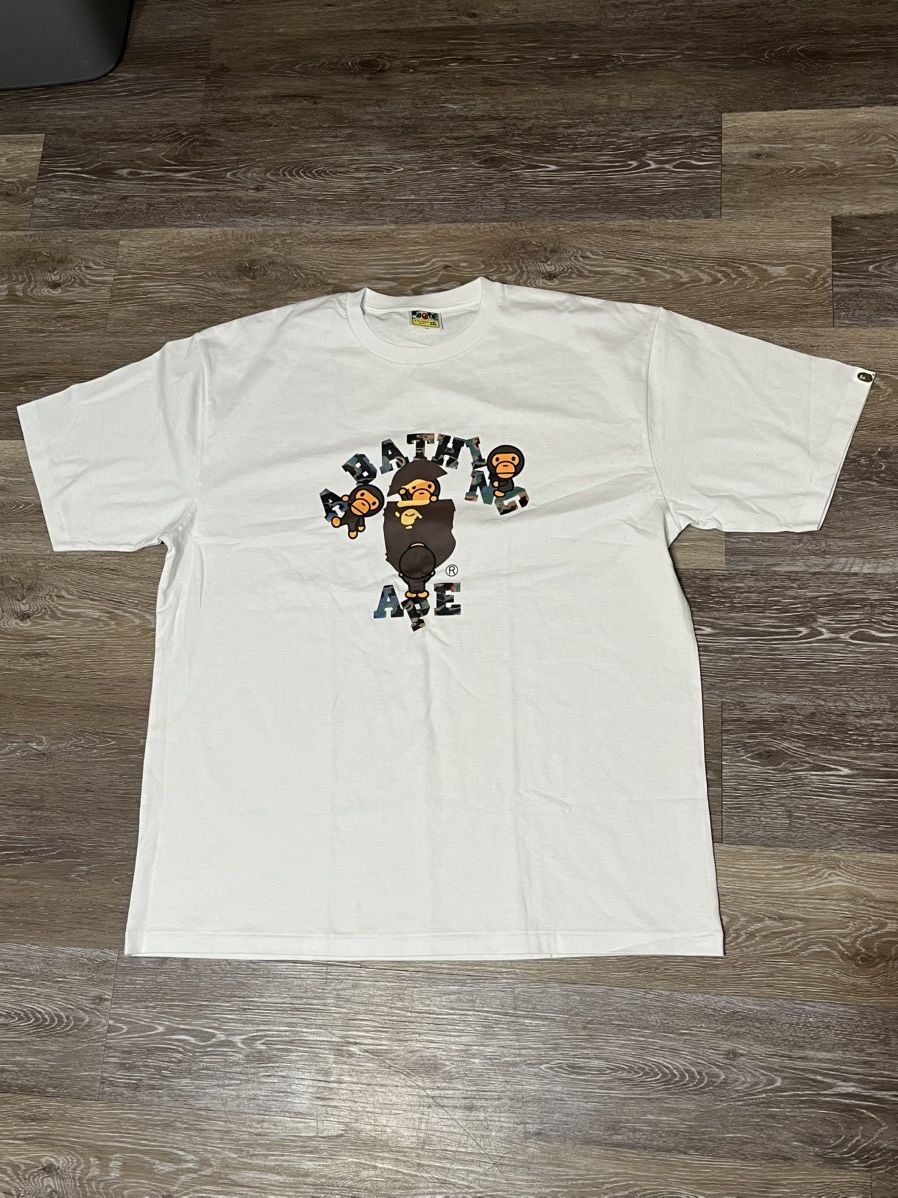 Bape A Bathing Ape Oil Spill College Tee Baby Milo Size US XXL / EU 58 / 5 - 1 Thumbnail