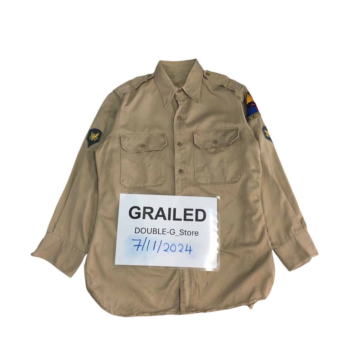 Japanese Brand × Vintage 📌Vintage Military Shirt Jacket Patches Worker Air Force Size US M / EU 48-50 / 2 - 1 Thumbnail