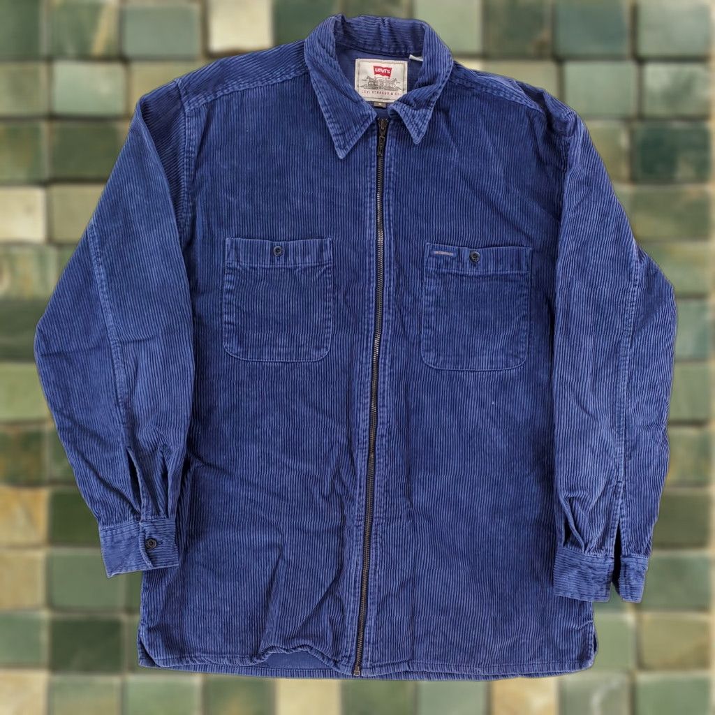 Levi's VINTAGE Levi's VTG 90s Y2K Full Zip Corduroy Shirt Jacket Blue Long Sleeve Mens M Size US M / EU 48-50 / 2 - 1 Thumbnail