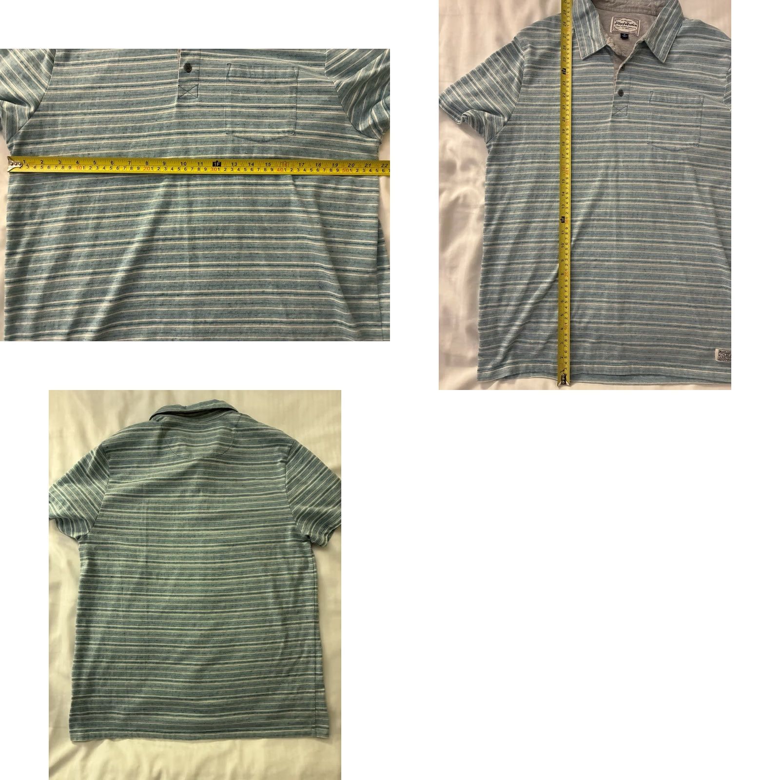Flag & Anthem Mens Flag & Anthem Blue GreenStriped Polo Shirt XL Size US XL / EU 56 / 4 - 8 Thumbnail