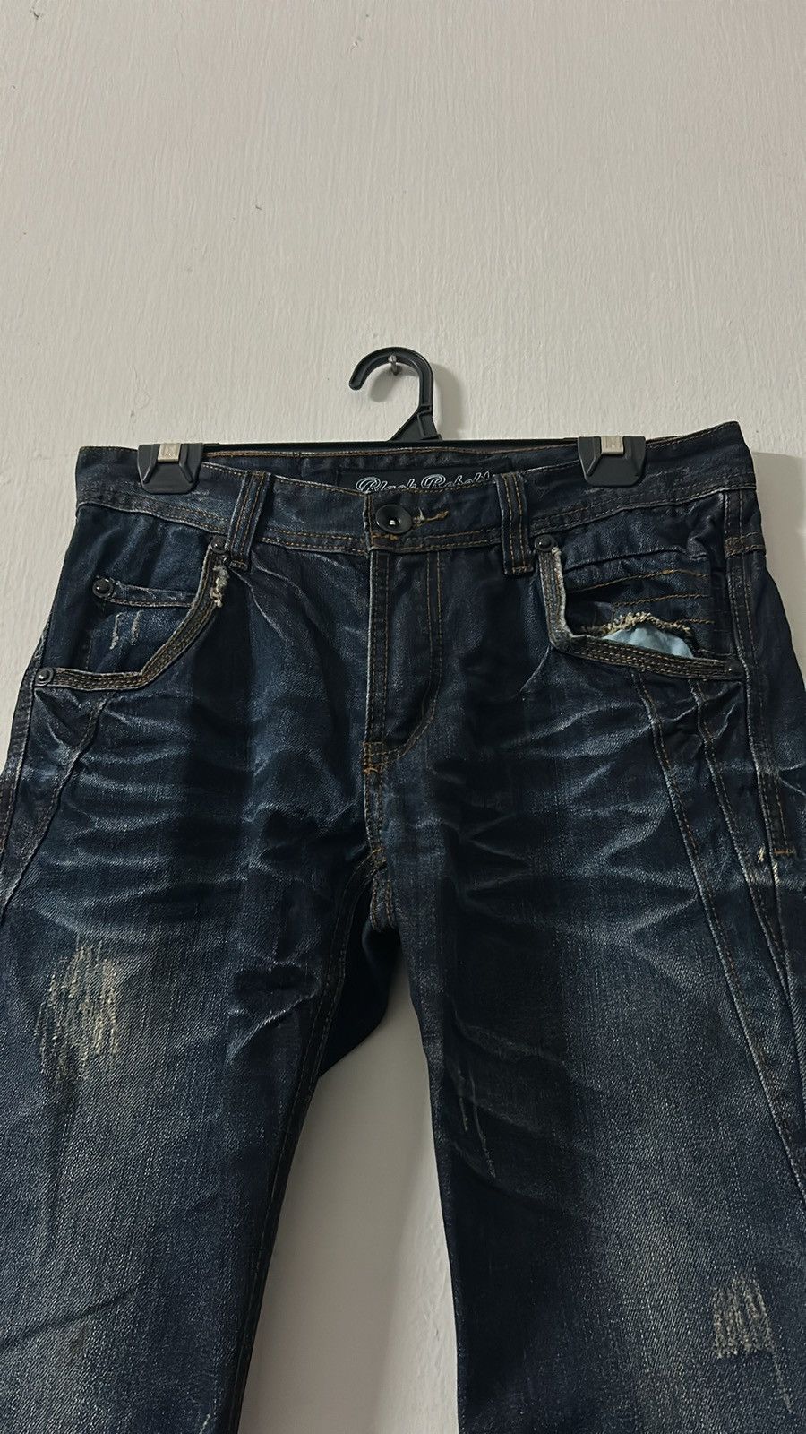 If Six Was Nine × Japanese Brand × Le Grande Bleu (L.G.B.) Japanese Brand Black Rebel Jeans Distress Denim Size US 31 - 5 Thumbnail