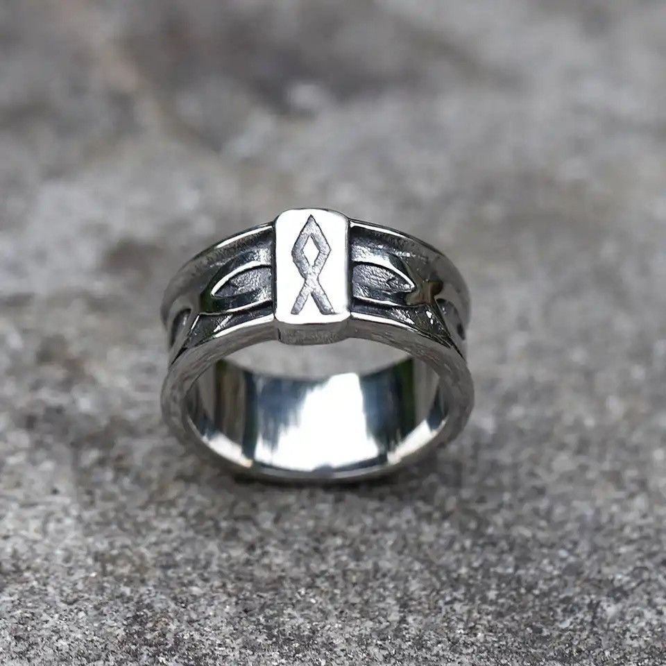 Jewelry × Vintage Odin Viking rune Amulet RING Size ONE SIZE - 2 Thumbnail