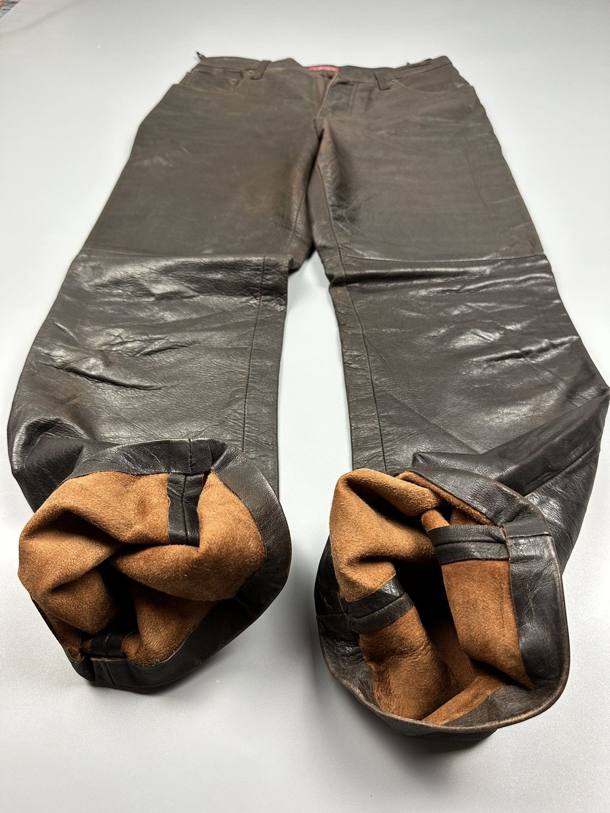 Chevignon × Genuine Leather × Vintage 🔥Very Rare🔥Vintage Chegvinon Flared Leather Pant Size US 28 / EU 44 - 7 Thumbnail
