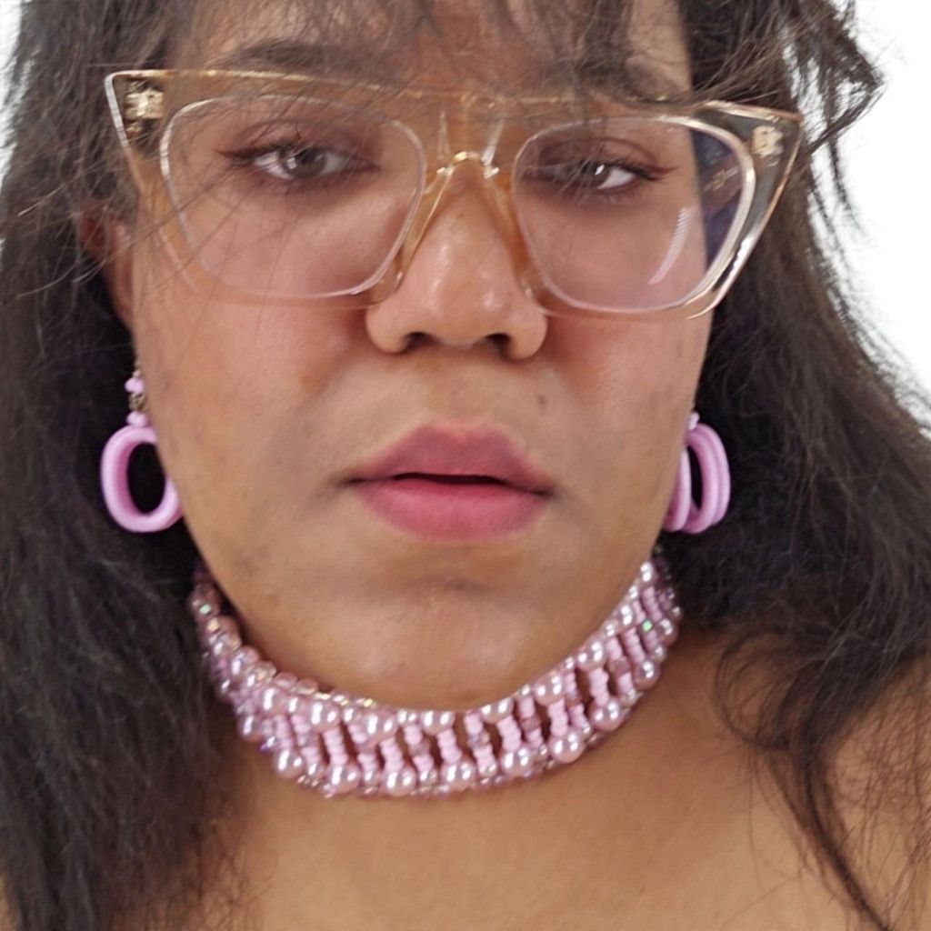 The Unbranded Brand Handmade Pink Pearl & Glass Beaded Choker Necklace Size ONE SIZE - 1 Thumbnail