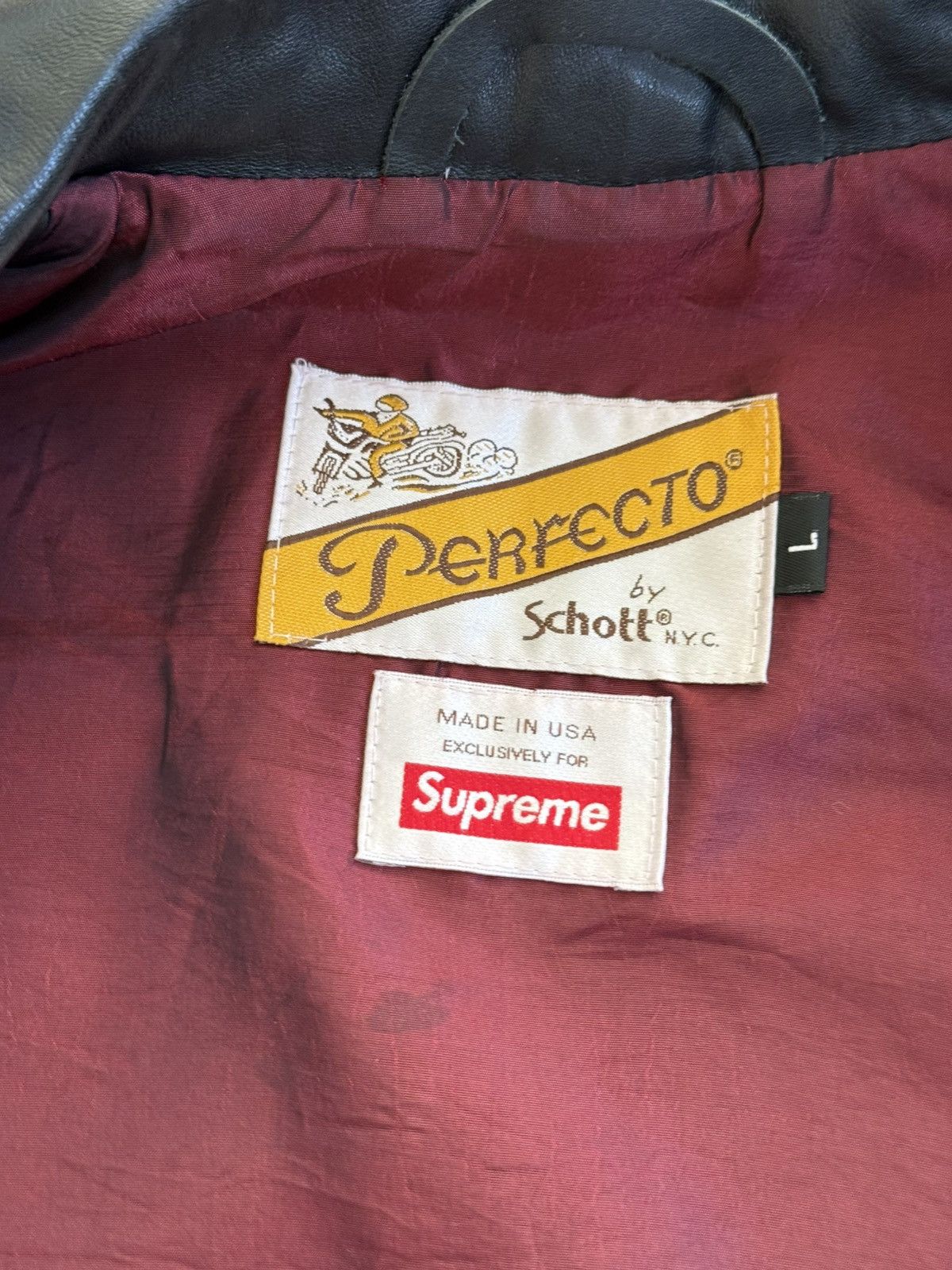 Schott × Supreme Supreme Schott Perfecto Leather Jacket Size US L / EU 52-54 / 3 - 6 Thumbnail