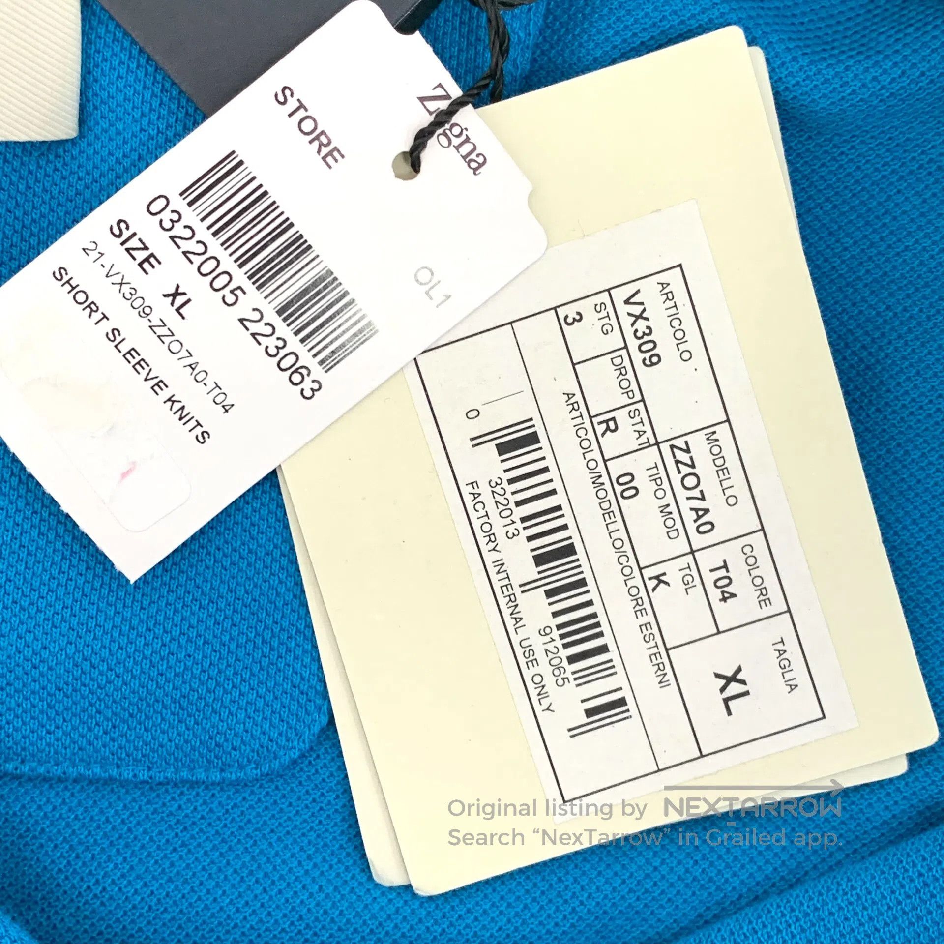Ermenegildo Zegna Zegna Blue Logo Letter Embroidery Cotton Collar Short Slee Size US XL / EU 56 / 4 - 9 Thumbnail