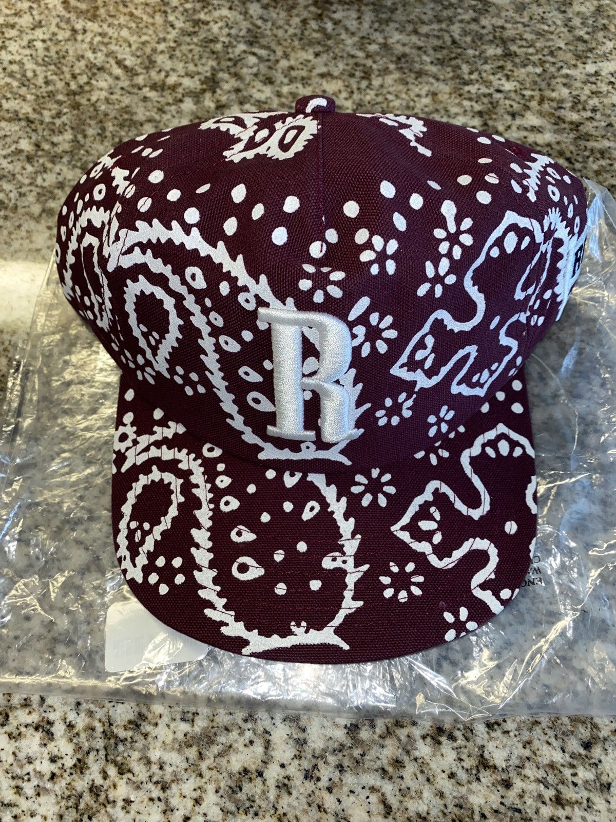 image of Rhude Rhepurposed R Hat/cap/snapback Paisley Burgundy Maroon, Men's