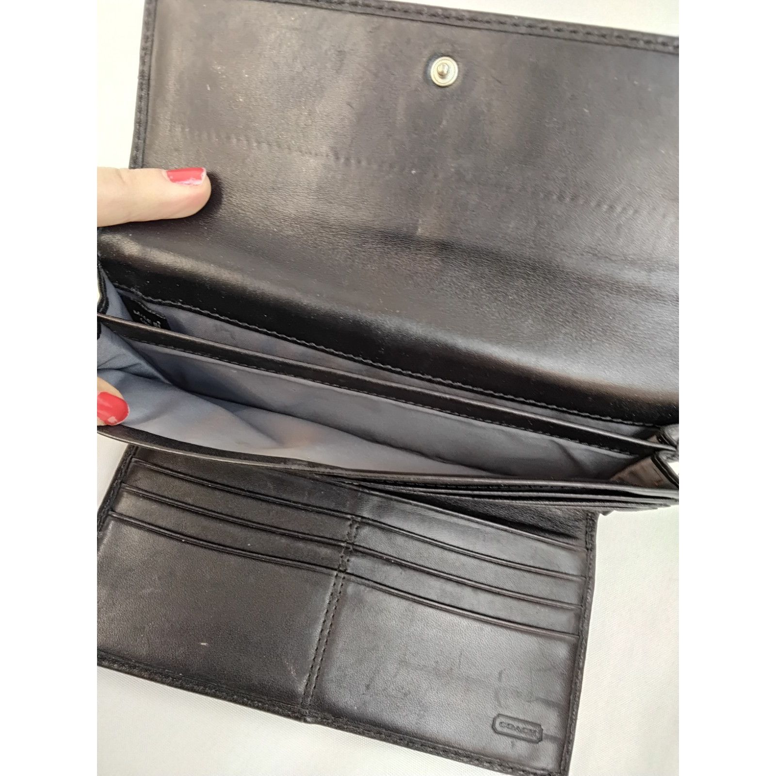 Coach Coach Tri-Fold Black Leather Wallet Envelope Snap VTG 2000s Size ONE SIZE - 8 Thumbnail