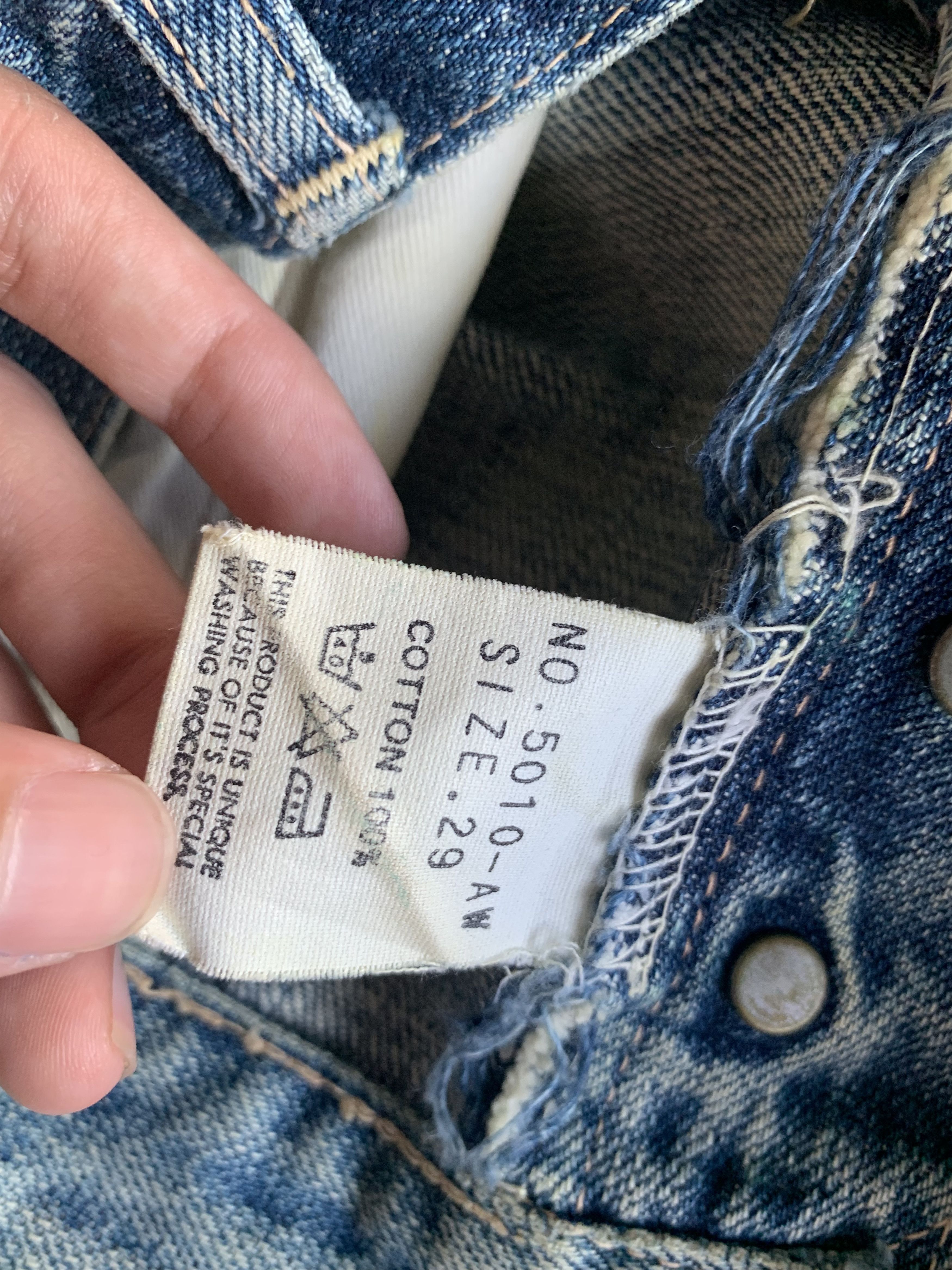 OMNIGOD VINTAGE OMNIGOD SELVEDGE RUSTY JAPANESE DISTRESSED DENIM Size US 29 - 23 Thumbnail