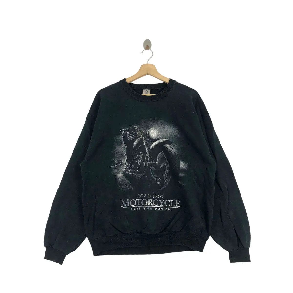 Vintage Vtg ROAD HOG MOTORCYCLE Chopper Custom Harley Sweatshirt Size US XL / EU 56 / 4 - 1 Thumbnail